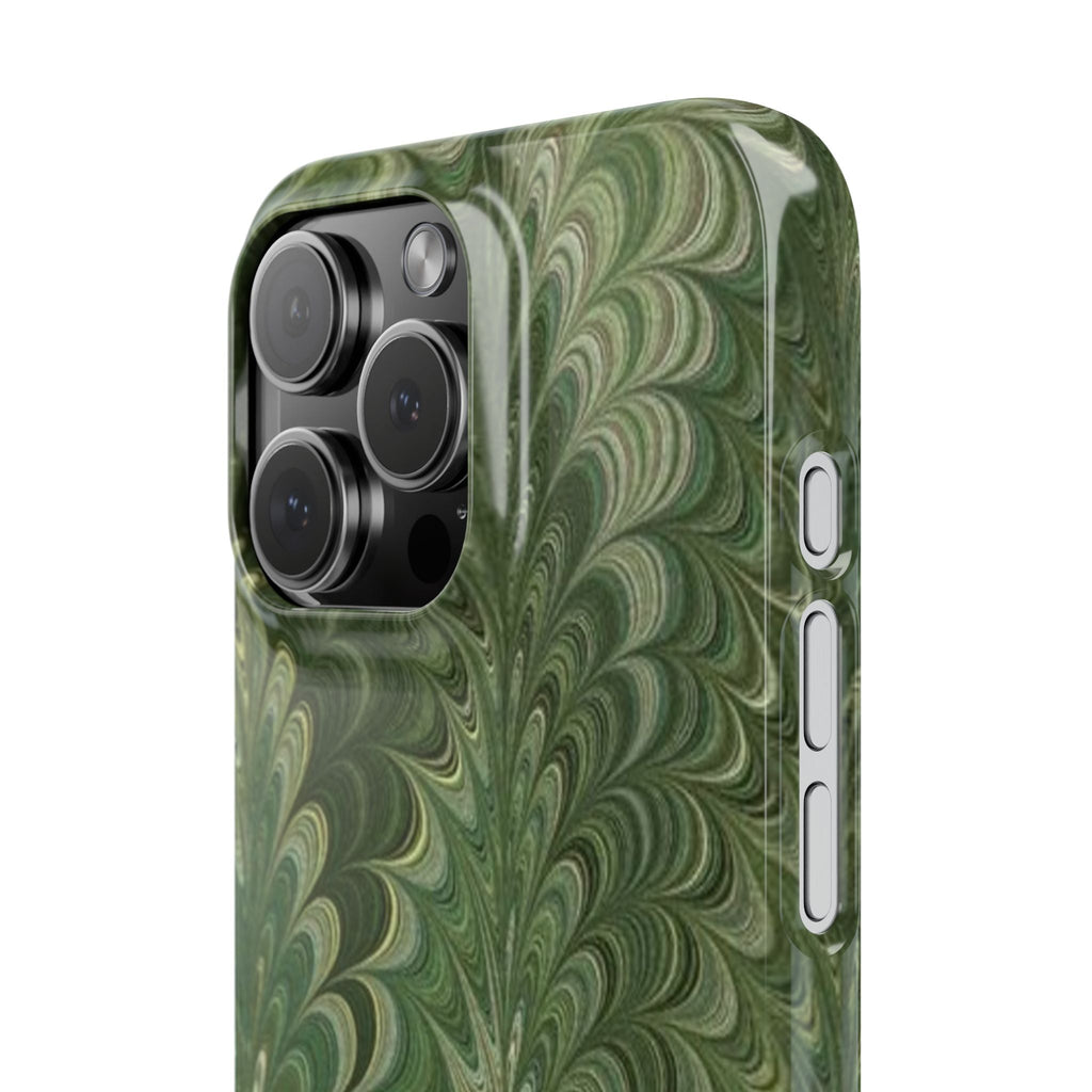 Deep Green Cheveron Marbled Phone Case - Single Layer Slim Case
