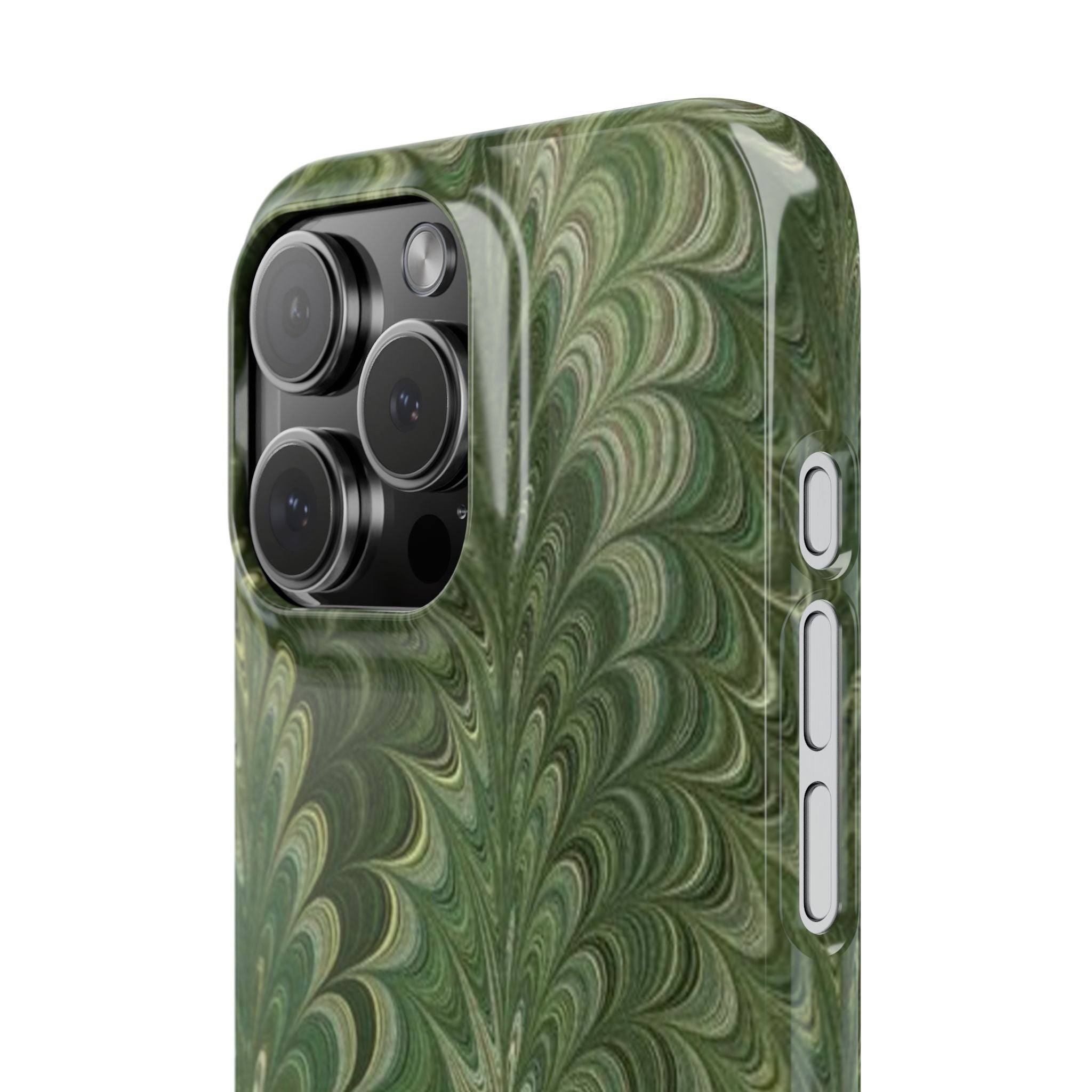 Deep Green Cheveron Marbled Phone Case - Single Layer Slim Case