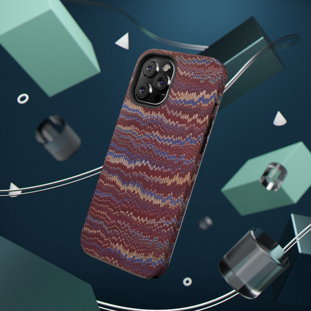 Burgundy and Blue Hues Italian Vintage Marble Design Phone Case for Apple + Samsung