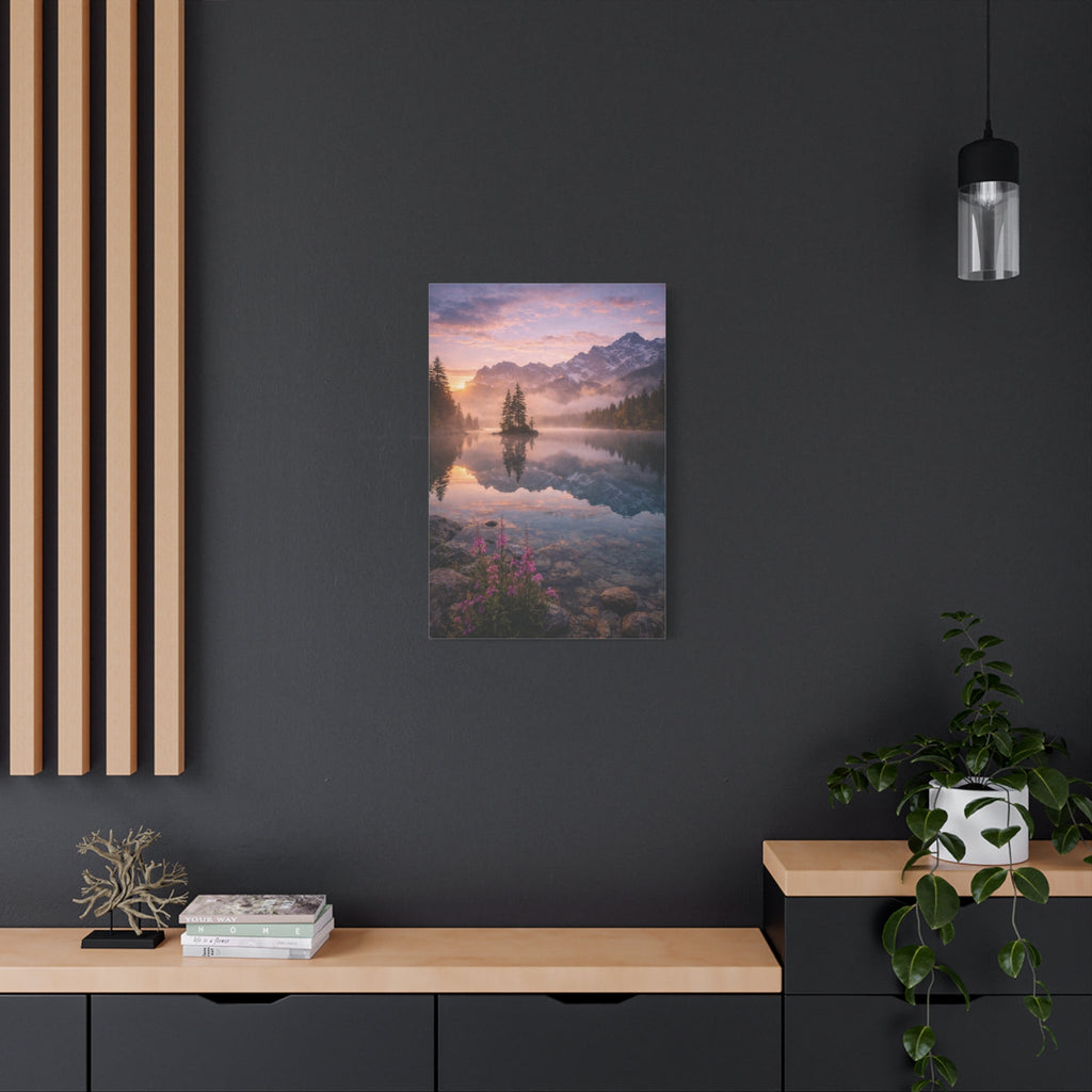 Sunrise Mountain Lake Matte Canvas Print