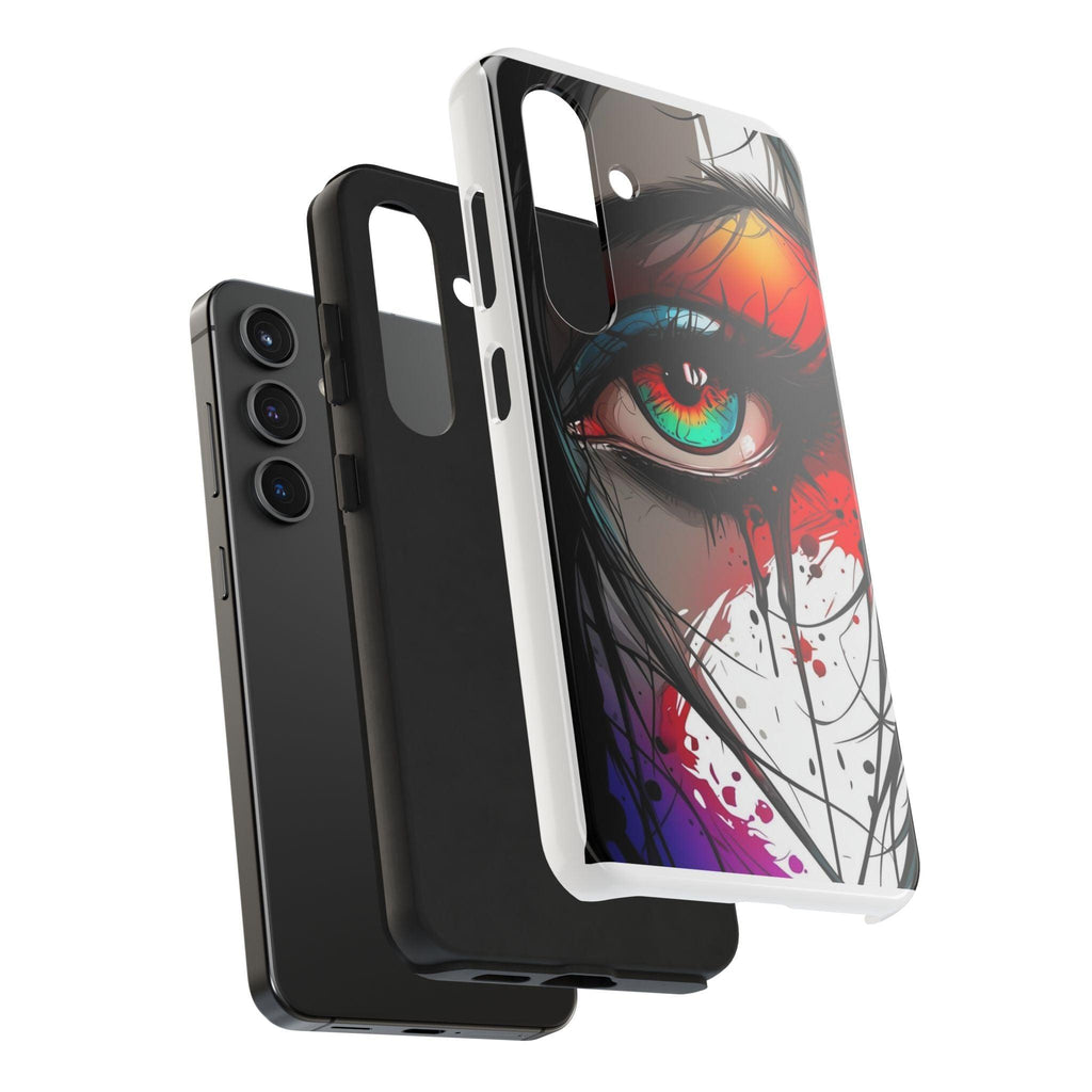 Girl Colorful Eye Painted Printed Tough Phone Case for iPhone & Samsung Galaxy - Artistic & Vibrant Design