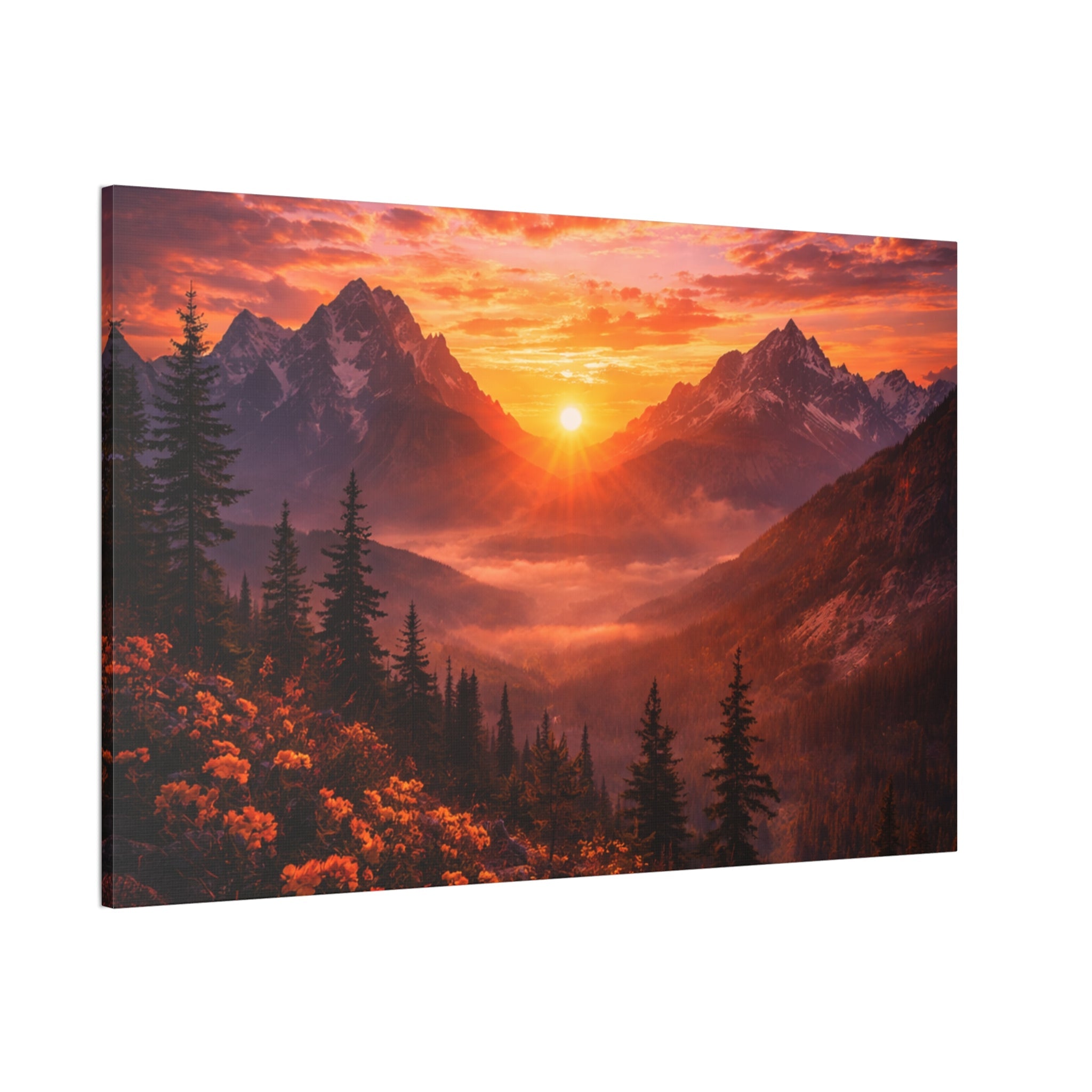 Sunset Mountain Canvas Wall Art — Majestic Alpine Sunrise Landscape