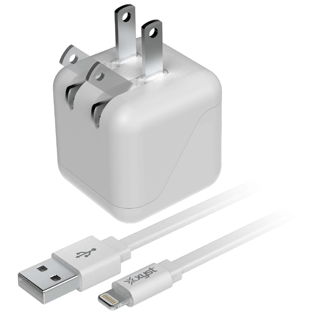 Xyst 2.4-Amp Dual USB Wall Charger With 4Ft Lightning Cable