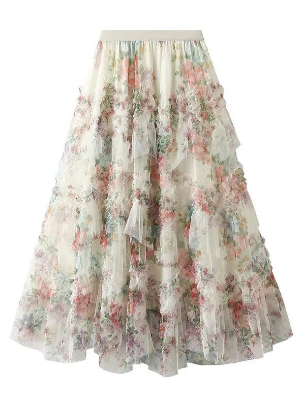 Miss Sparkling |Ruffle Floral Skirt