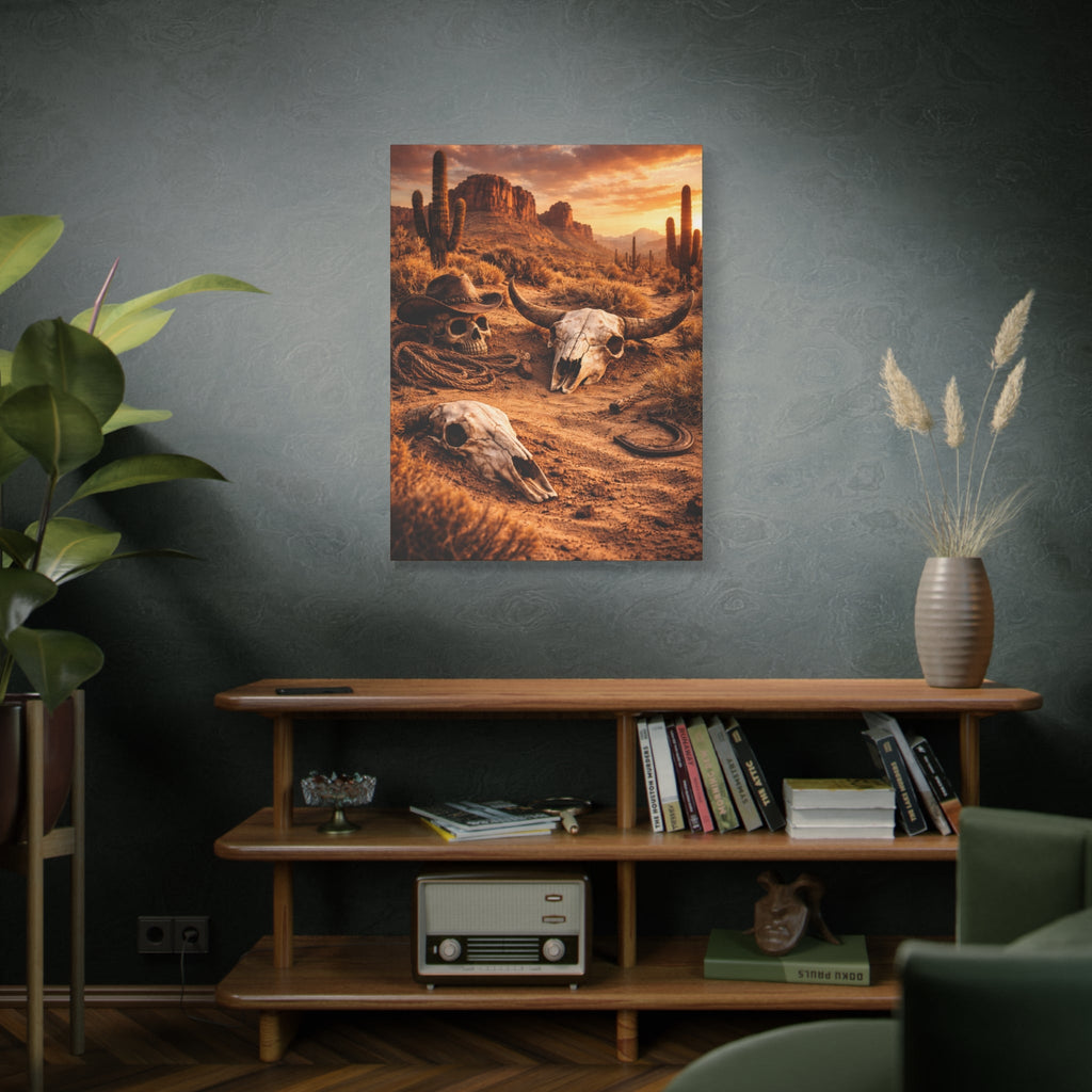 Desert Skull Canvas Art — Western Cowboy Rodeo Wall Decor