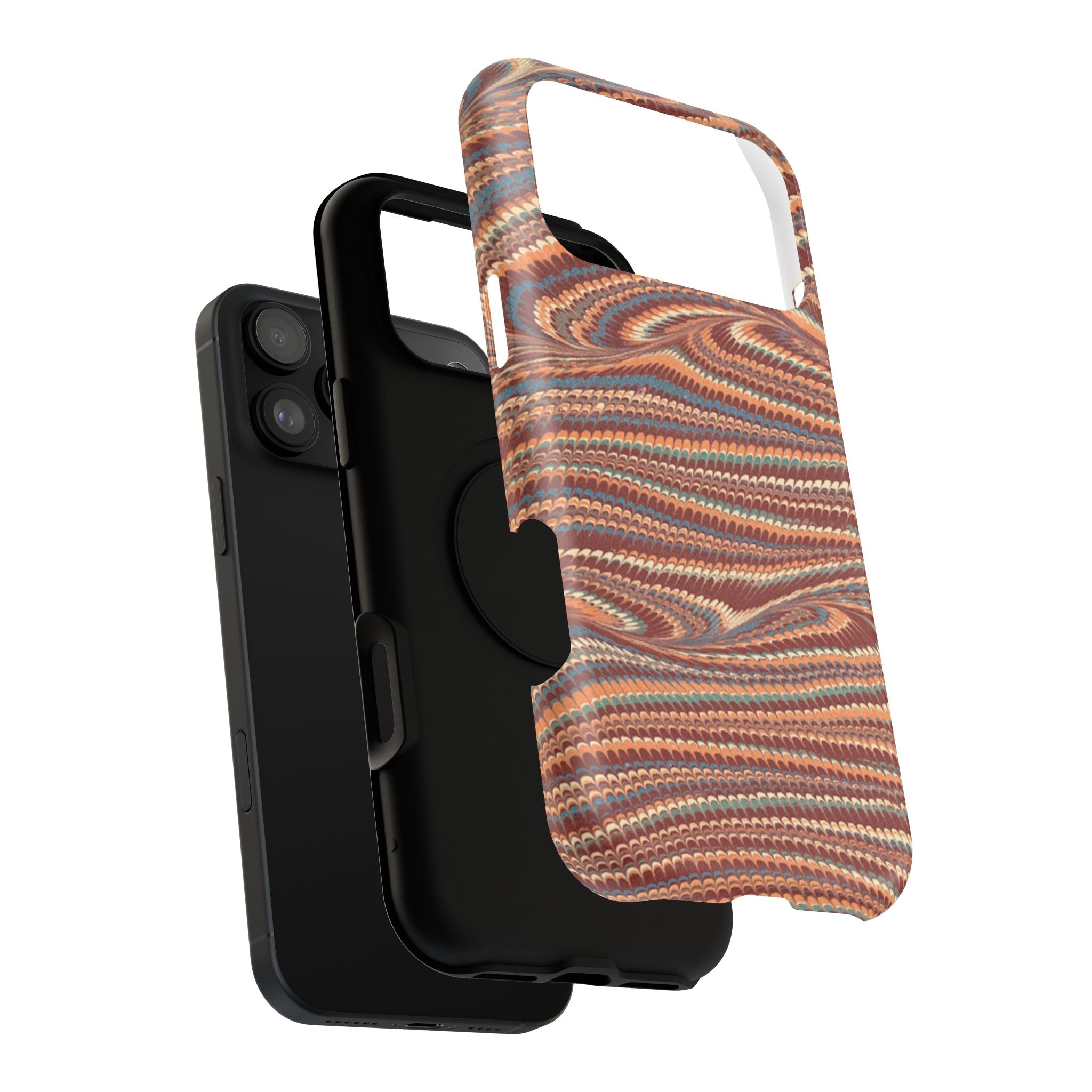 Neutrals Burgundy, Beige, Rust Hues Italian Vintage Marble Design Phone Case for Apple + Samsung