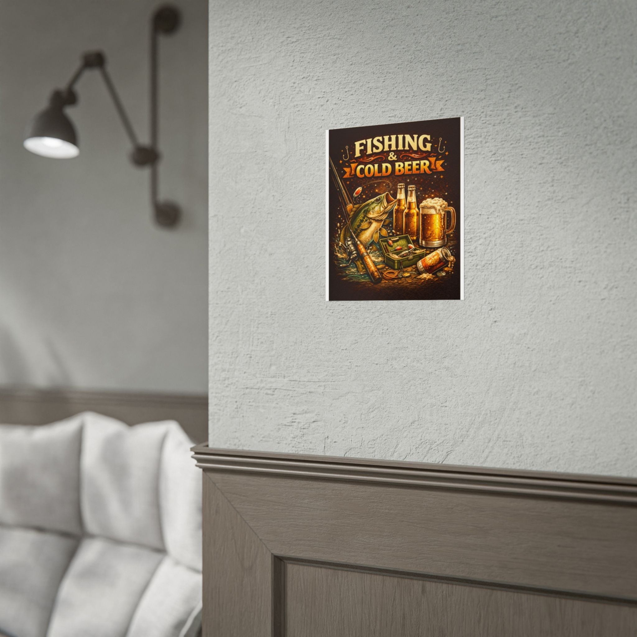 Fishing & Ice Cold Beer Poster