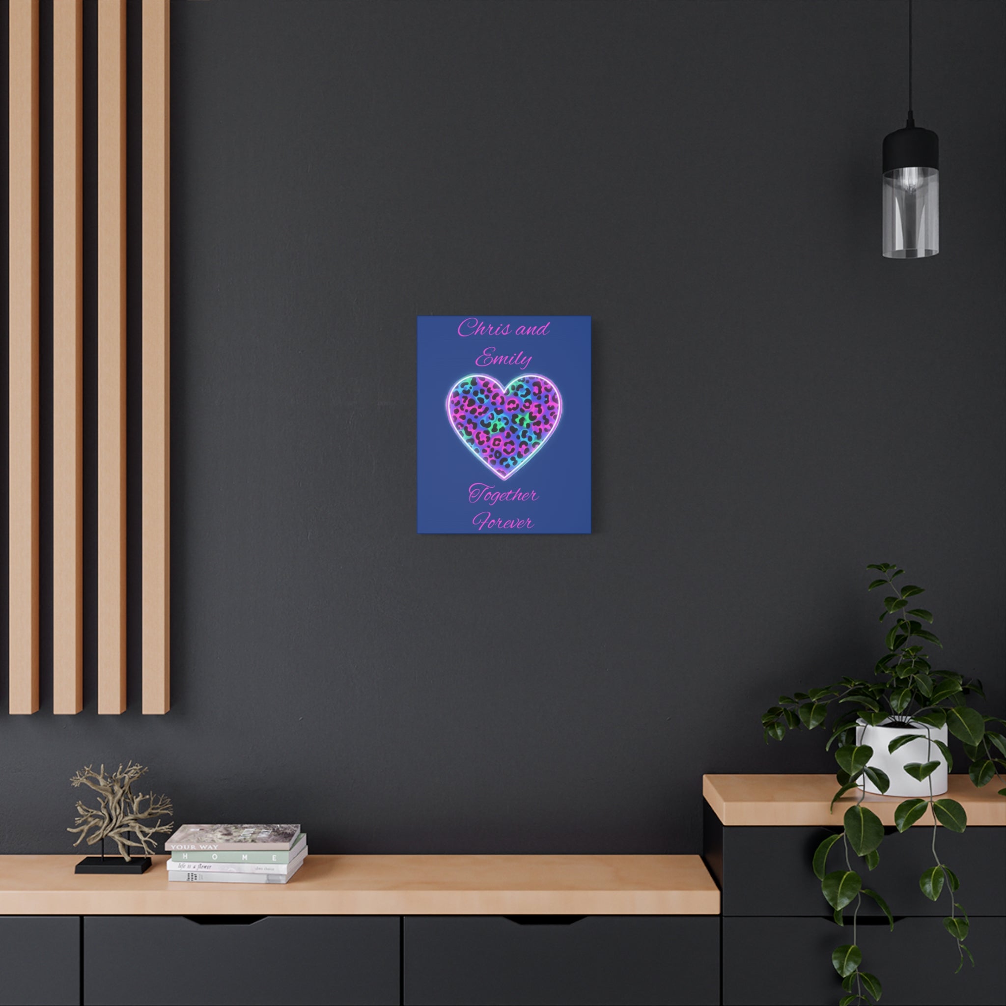 Personalized Neon Leopard Heart Canvas - Make it your own