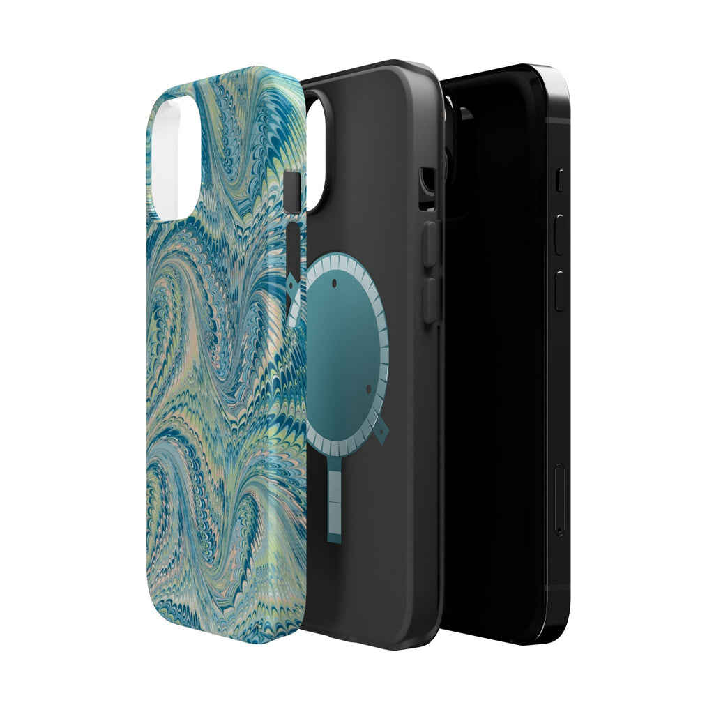 Aqua + Green Marble Phone Case - Impact-Resistant MAG SAFE - Dual Cover Design