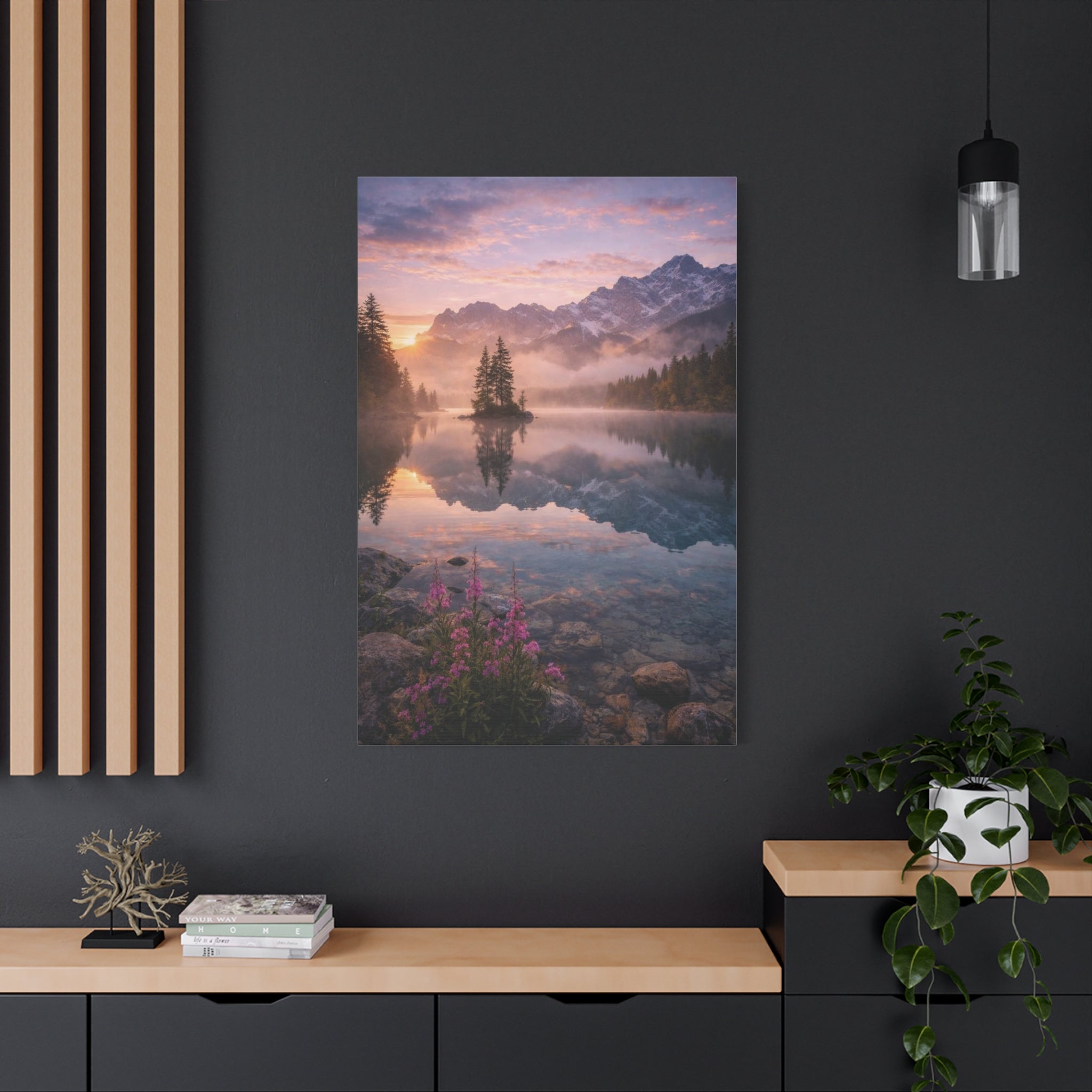Sunrise Mountain Lake Matte Canvas Print