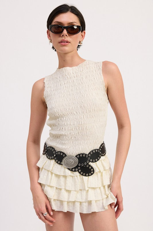 TIERED RUFFLE MINI SKIRT