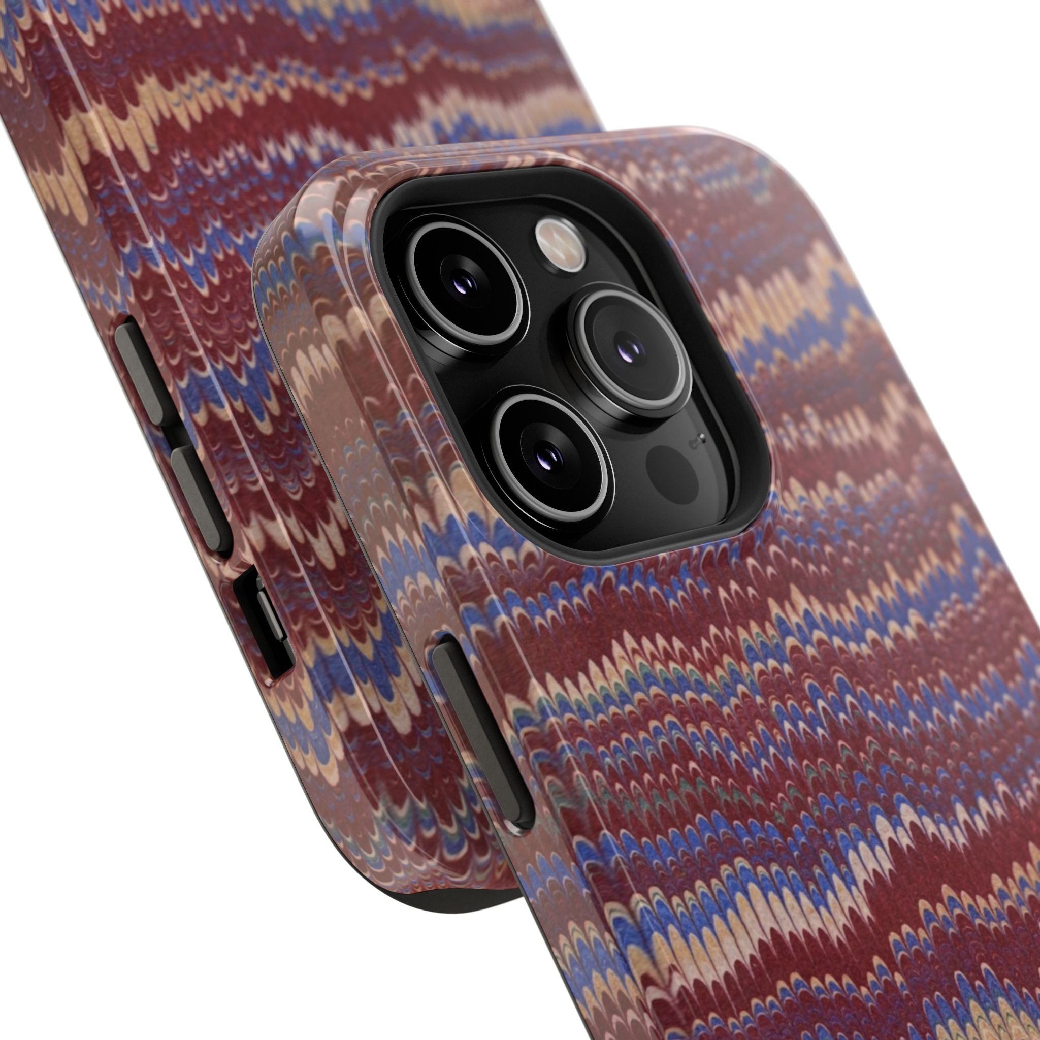 Burgundy and Blue Hues Italian Vintage Marble Design Phone Case for Apple + Samsung