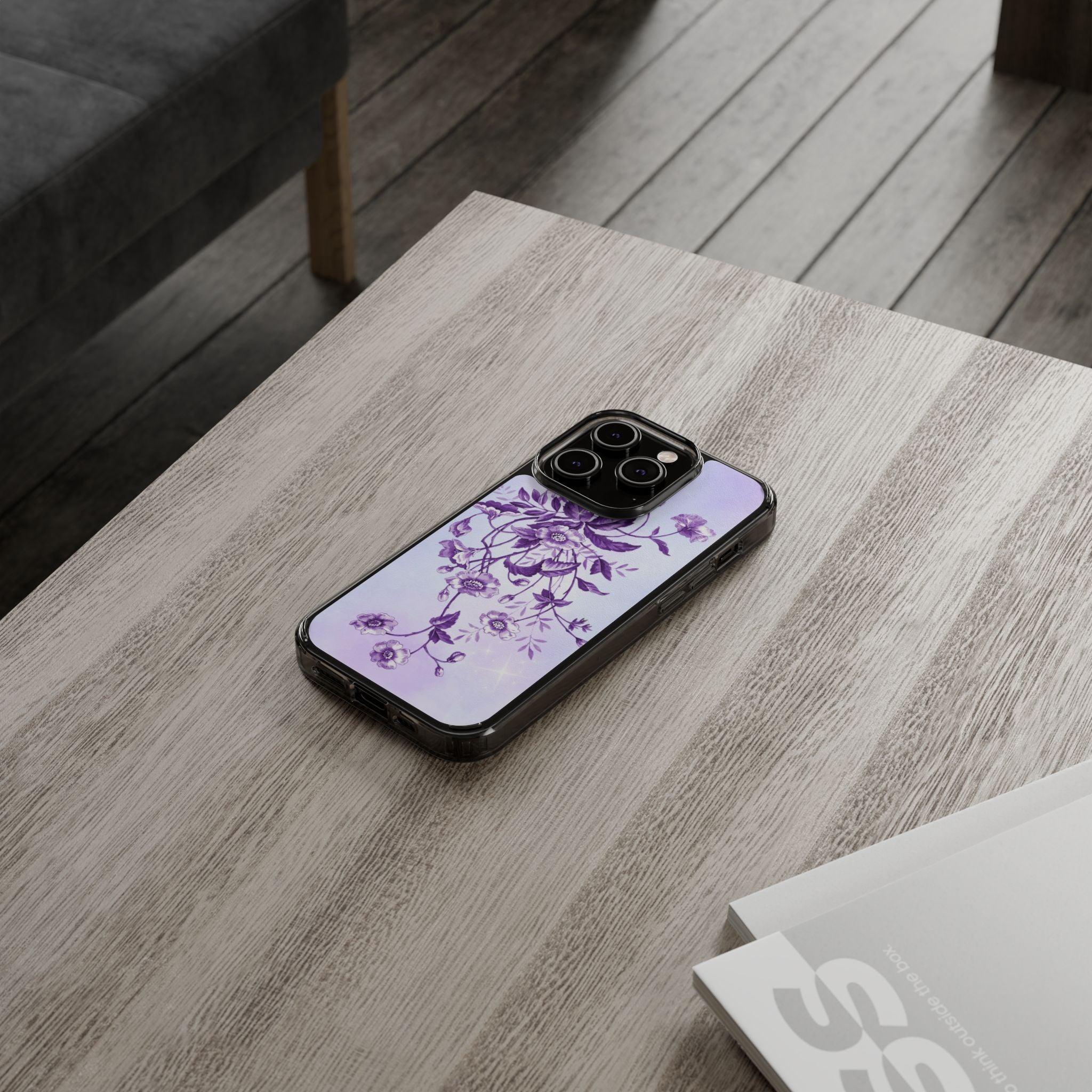 Floral design In Purple Clear Cases