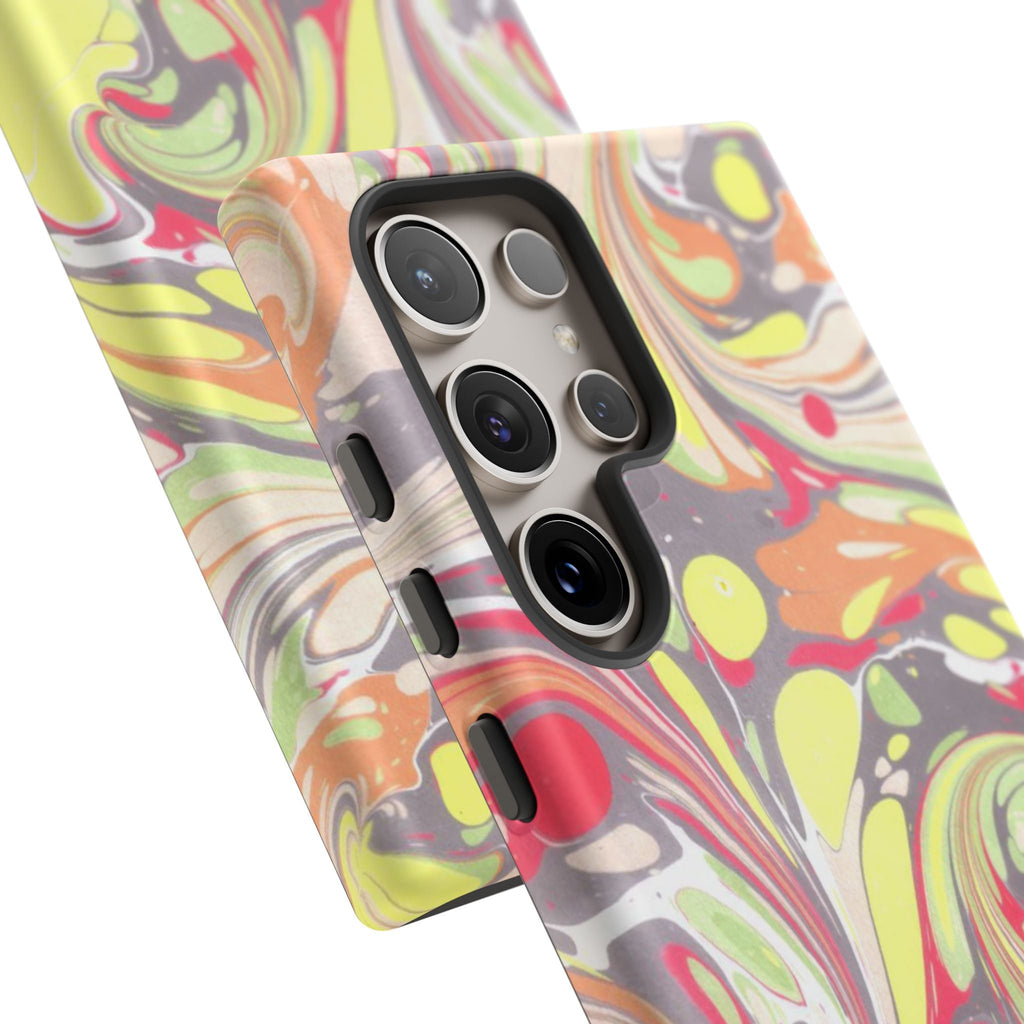 Yellow and Pink Swirl Marbled Italian Phone Case - Dual Layer - Matte or Glossy