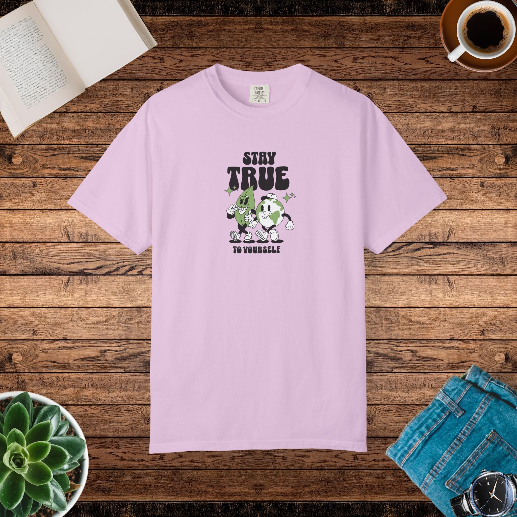 Relaxed Fit Tee - Earth Leaves Cozy Comfort Colors - DipaliZ