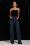 Wide Leg Rhinestone Jeans