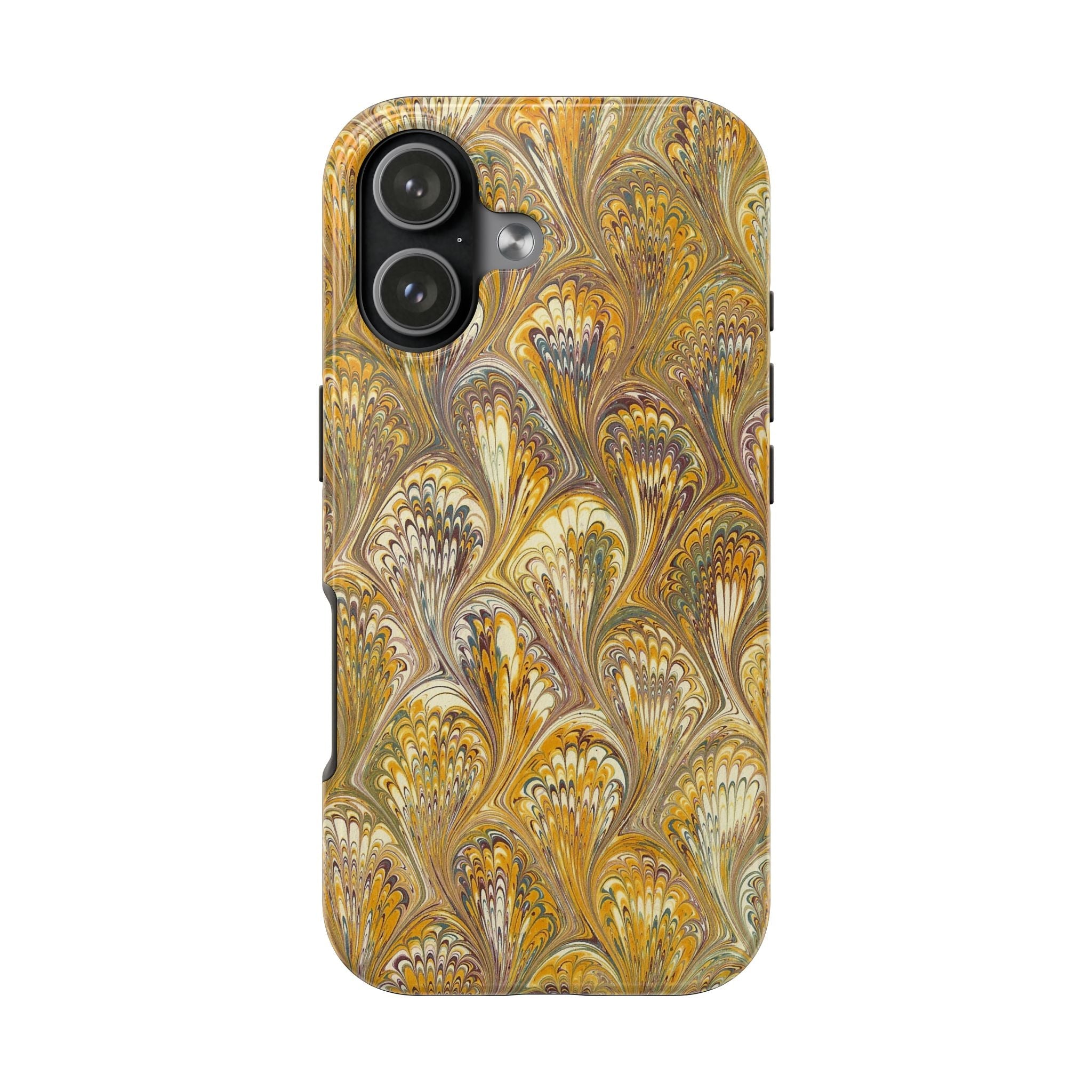 Golden Yelllow Hand-Marbled Florentine Dual Layer Phone Case