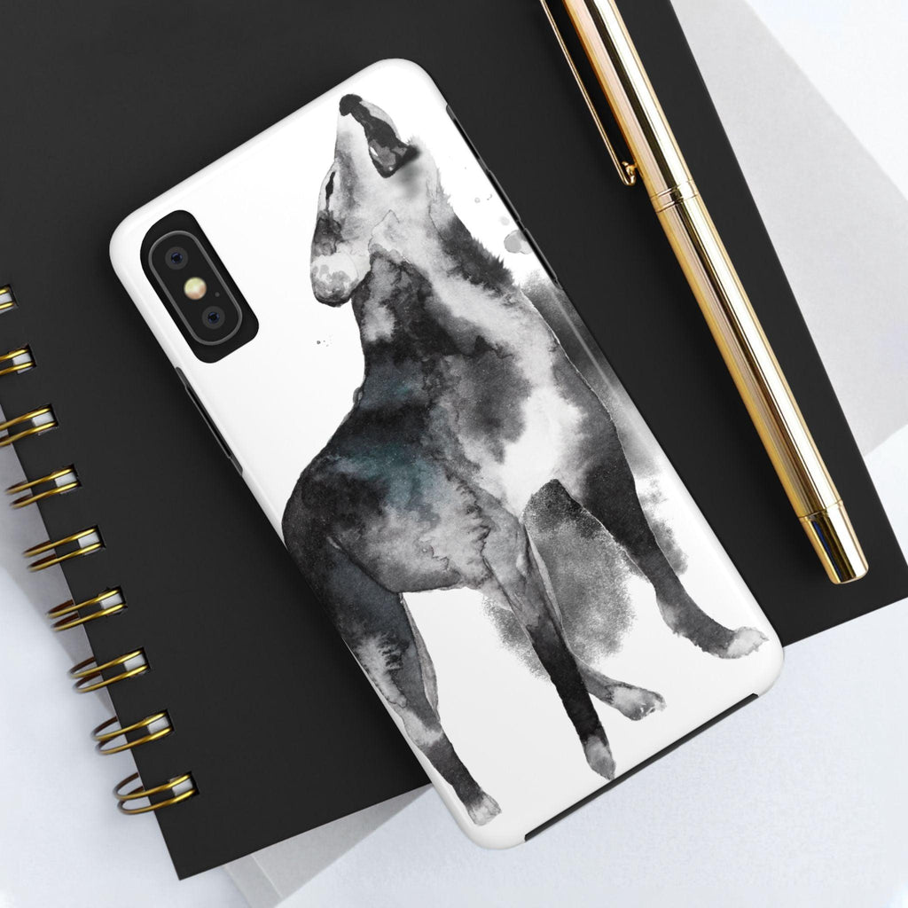 Black and White Dog Printed Tough Phone Cases