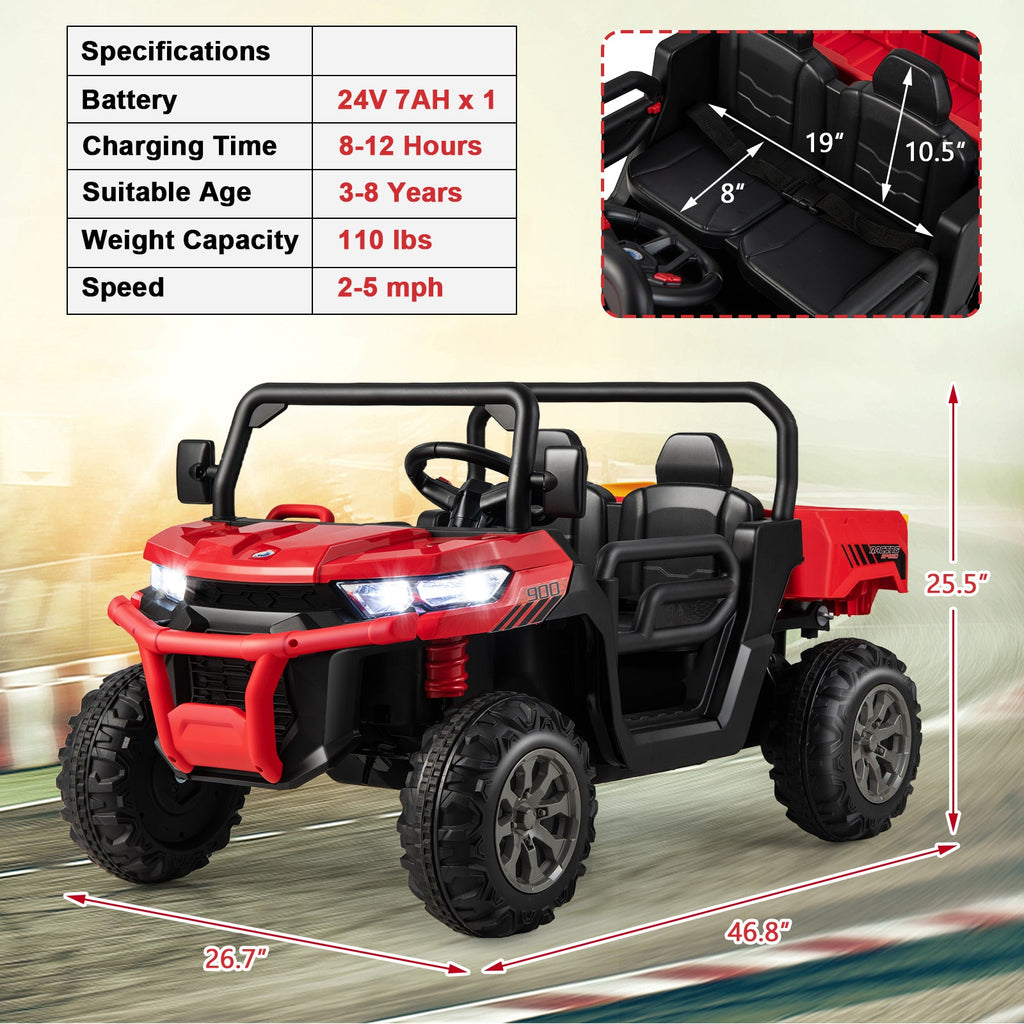 24V Ride on Dump Truck with Remote Control-Red