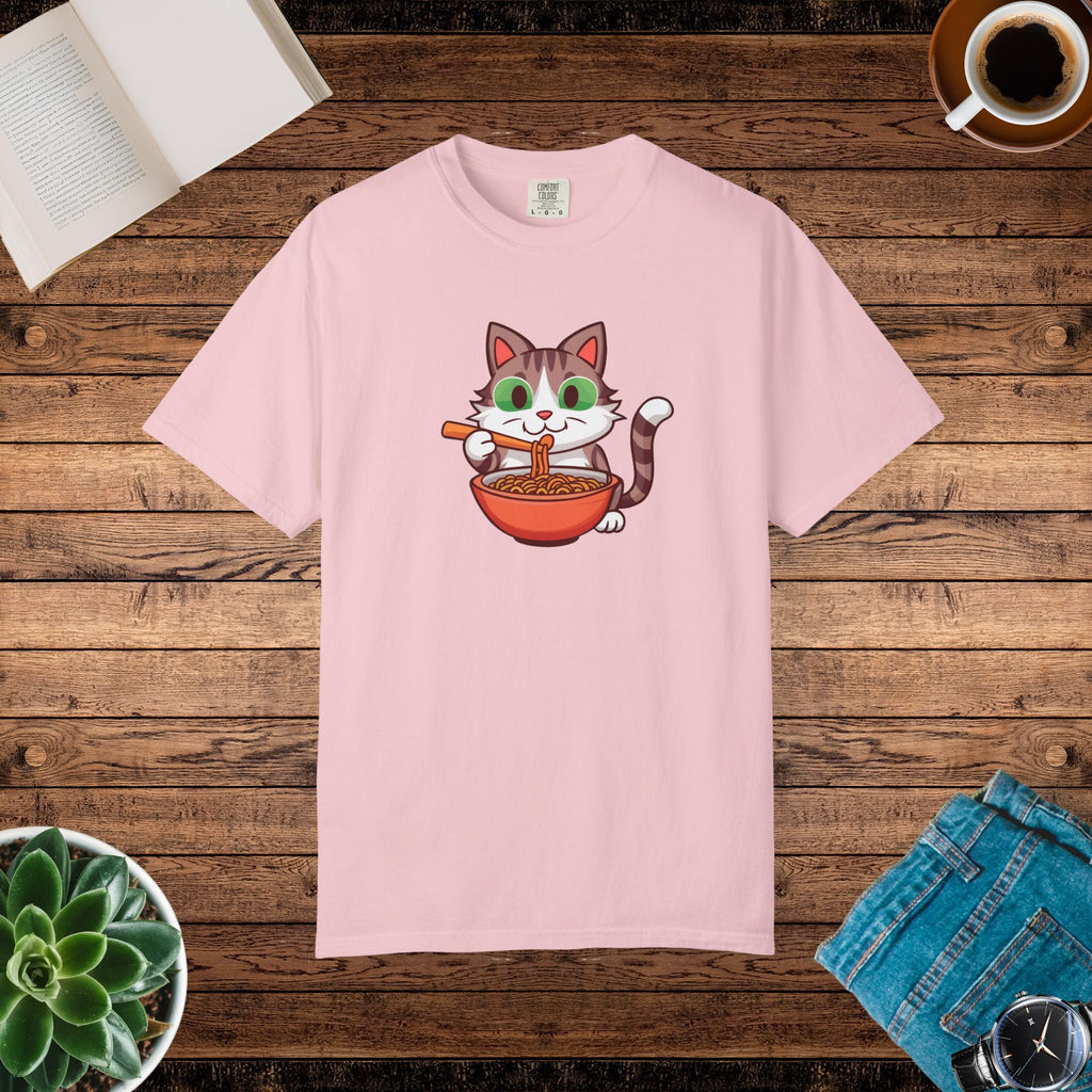 Cat Slurping Noodles Tee - Purr-fectly Cozy Cotton - DipaliZ