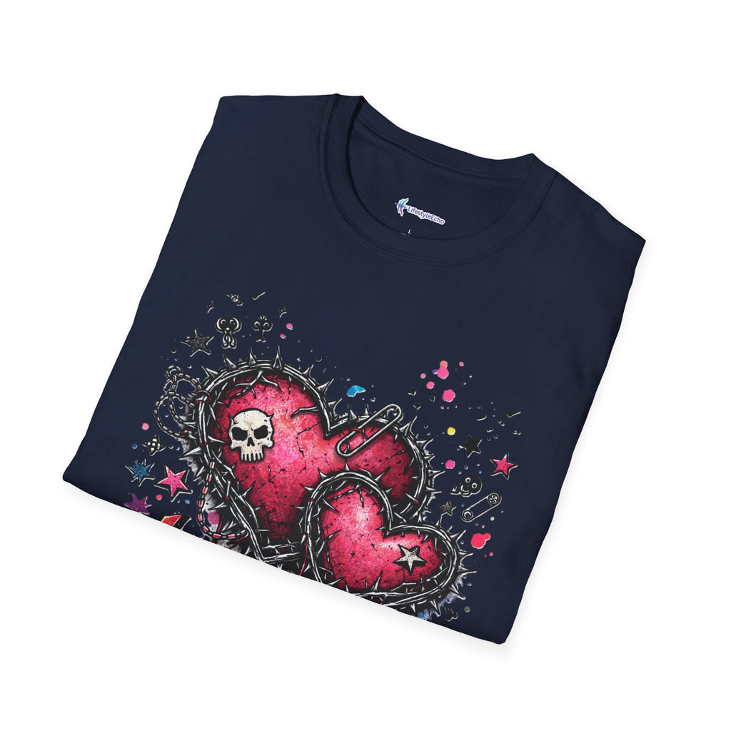 Punk Rock Valentines T-Shirt - Hearts & Skulls Graphic