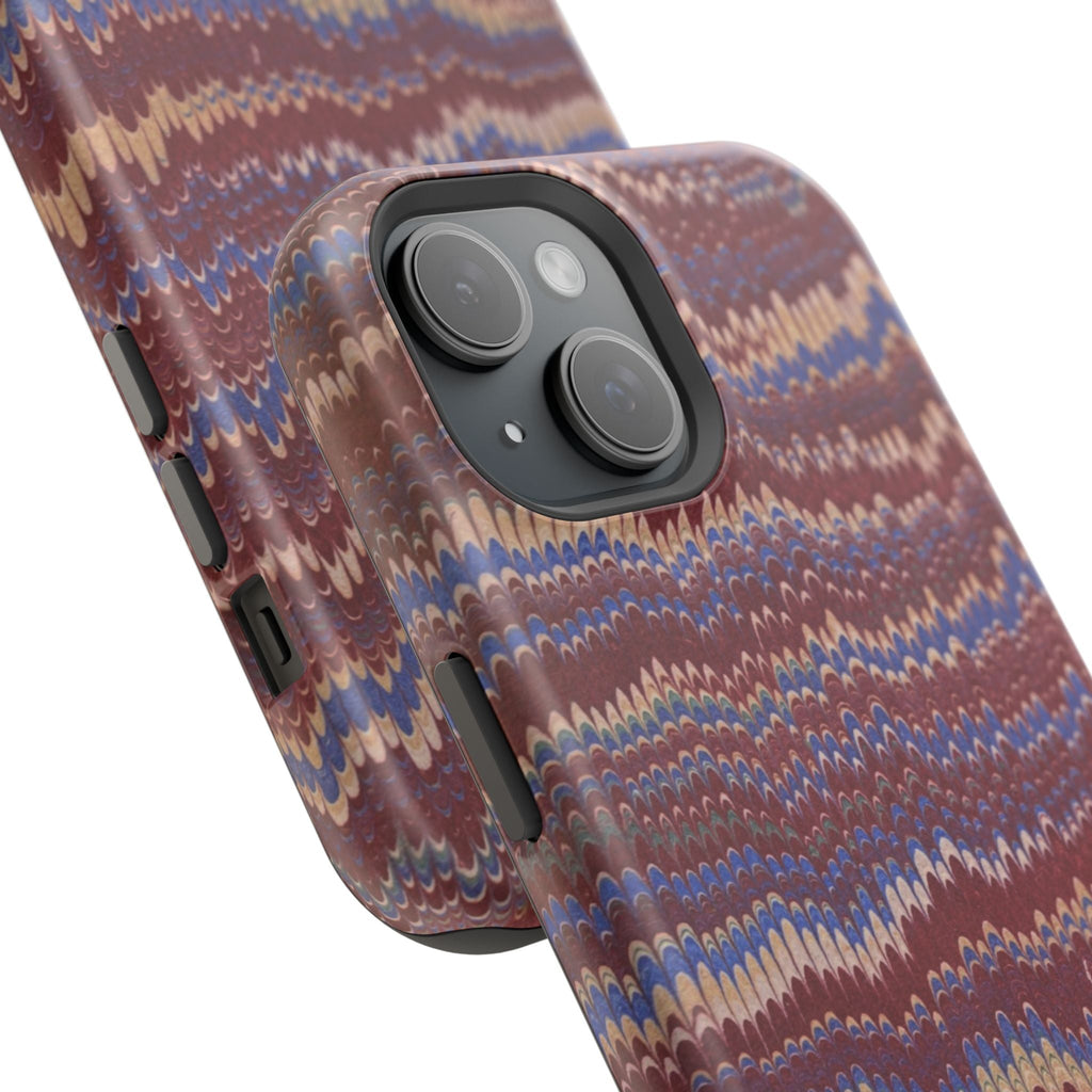 Burgundy and Blue Hues Italian Vintage Marble Design Phone Case for Apple + Samsung