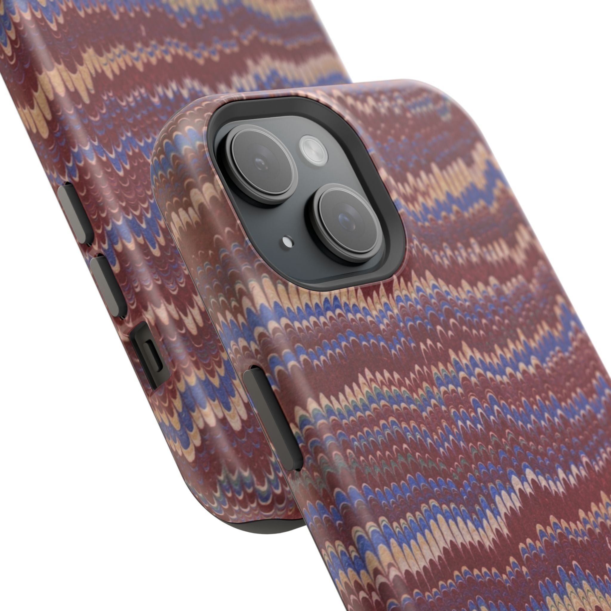 Burgundy and Blue Hues Italian Vintage Marble Design Phone Case for Apple + Samsung