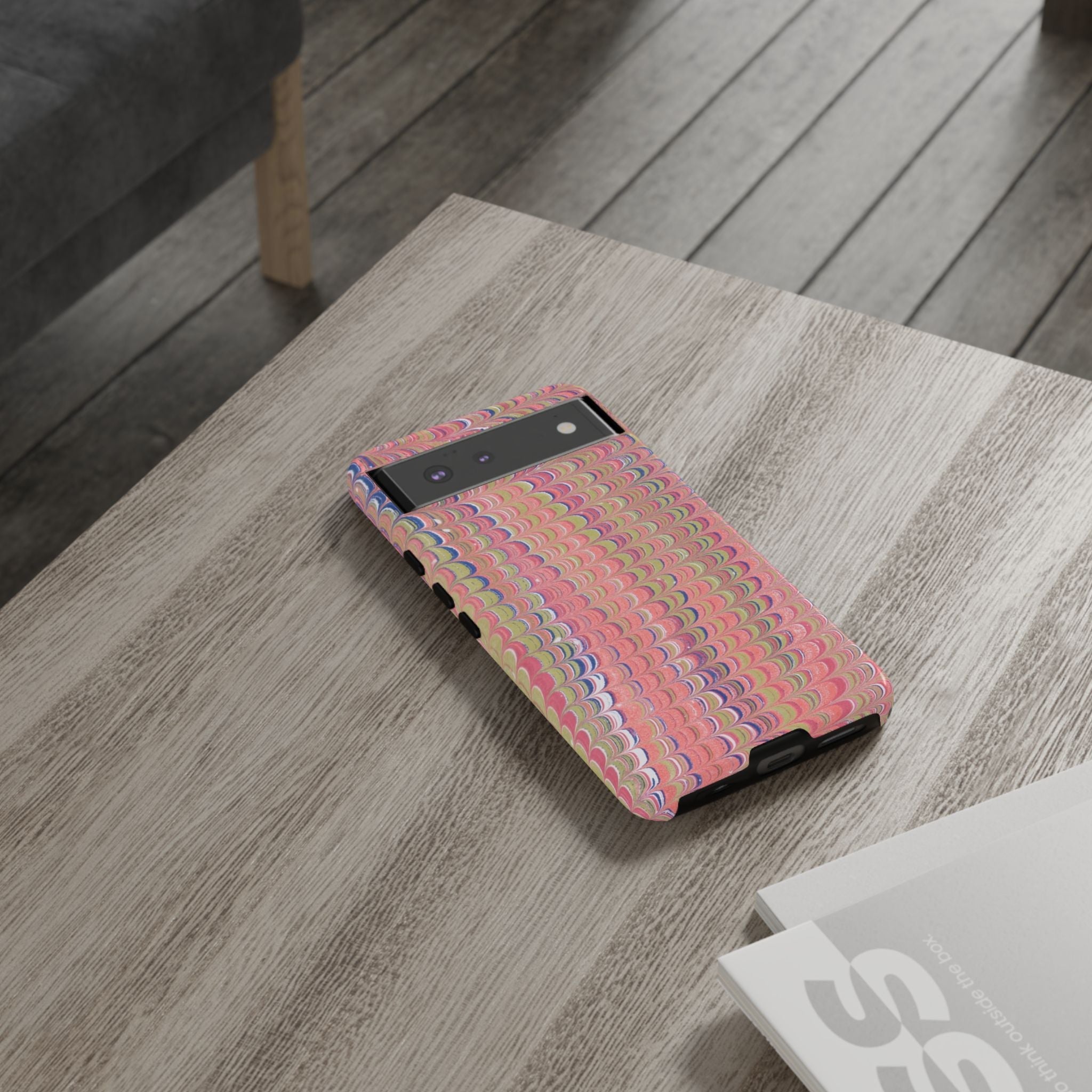 Pink Pastels Feather Marbled Vintage Design iPhone 16 + Samsung + Apple + Google - all models
