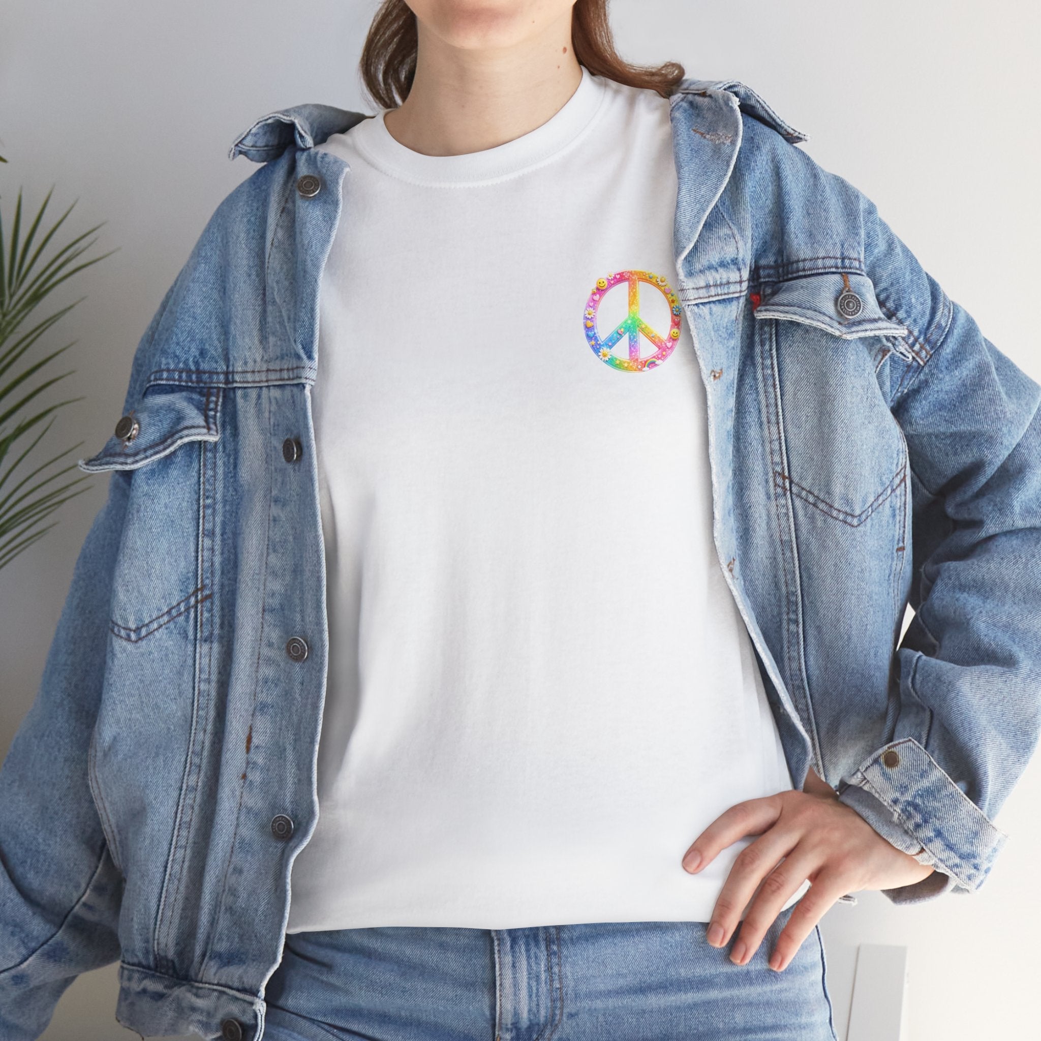 Peace Sign T-Shirt — Rainbow Smiley Hippie Tee