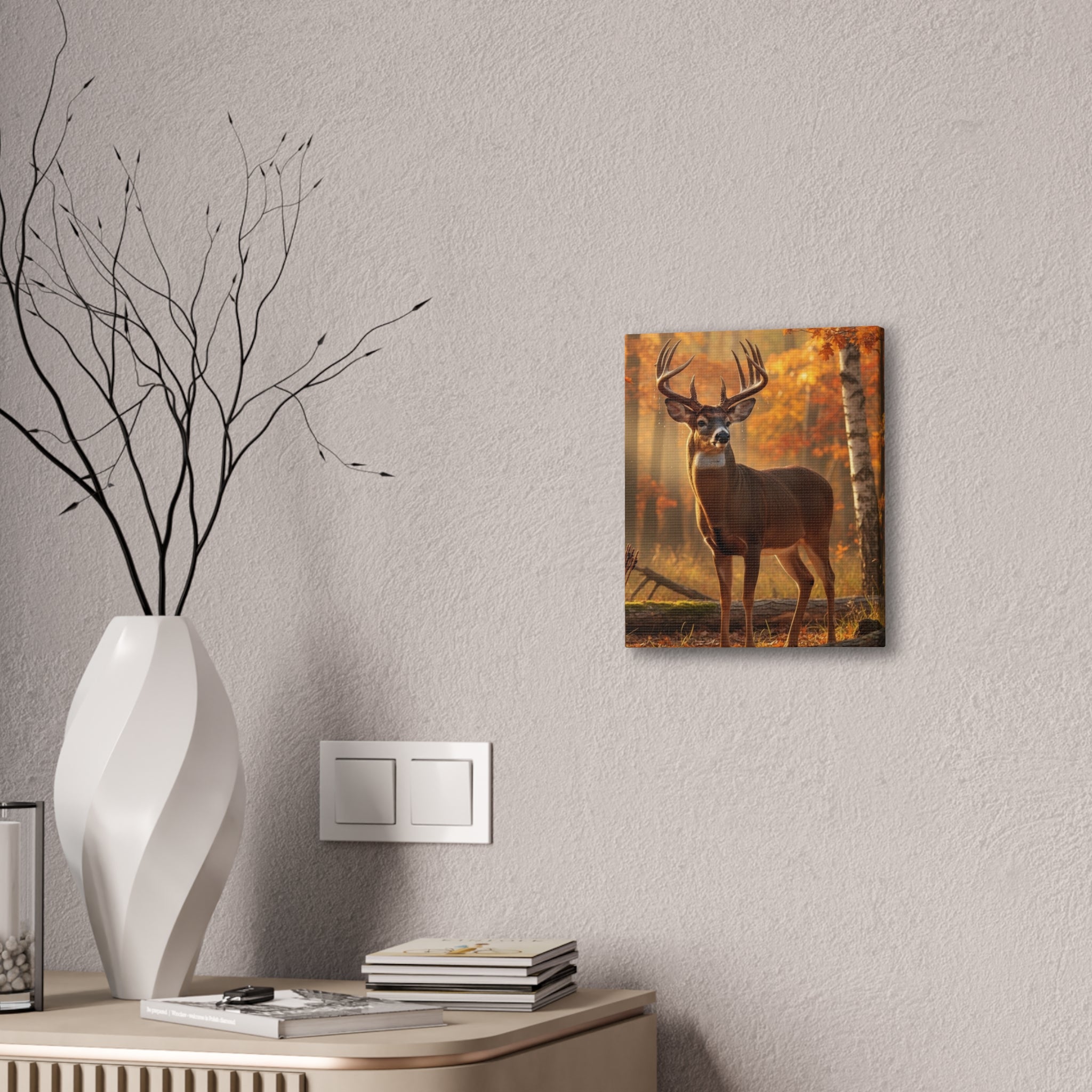 Autumn Forest Buck Canvas Wall Art — Stretched Deer Print