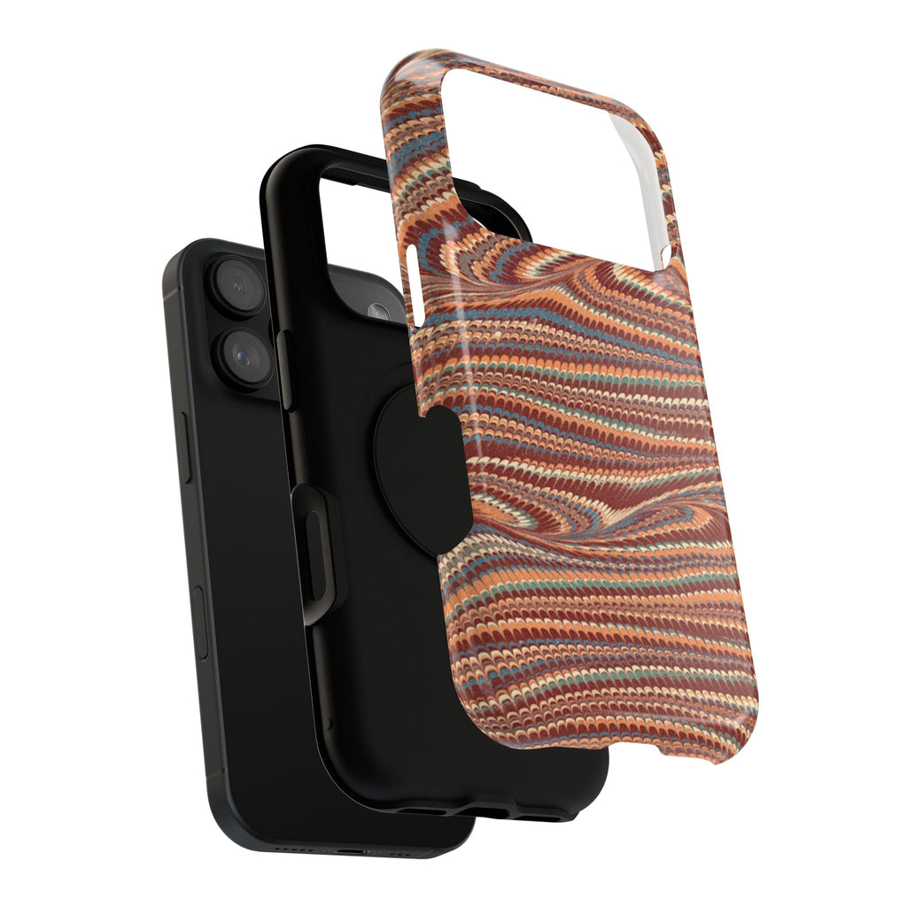 Neutrals Burgundy, Beige, Rust Hues Italian Vintage Marble Design Phone Case for Apple + Samsung
