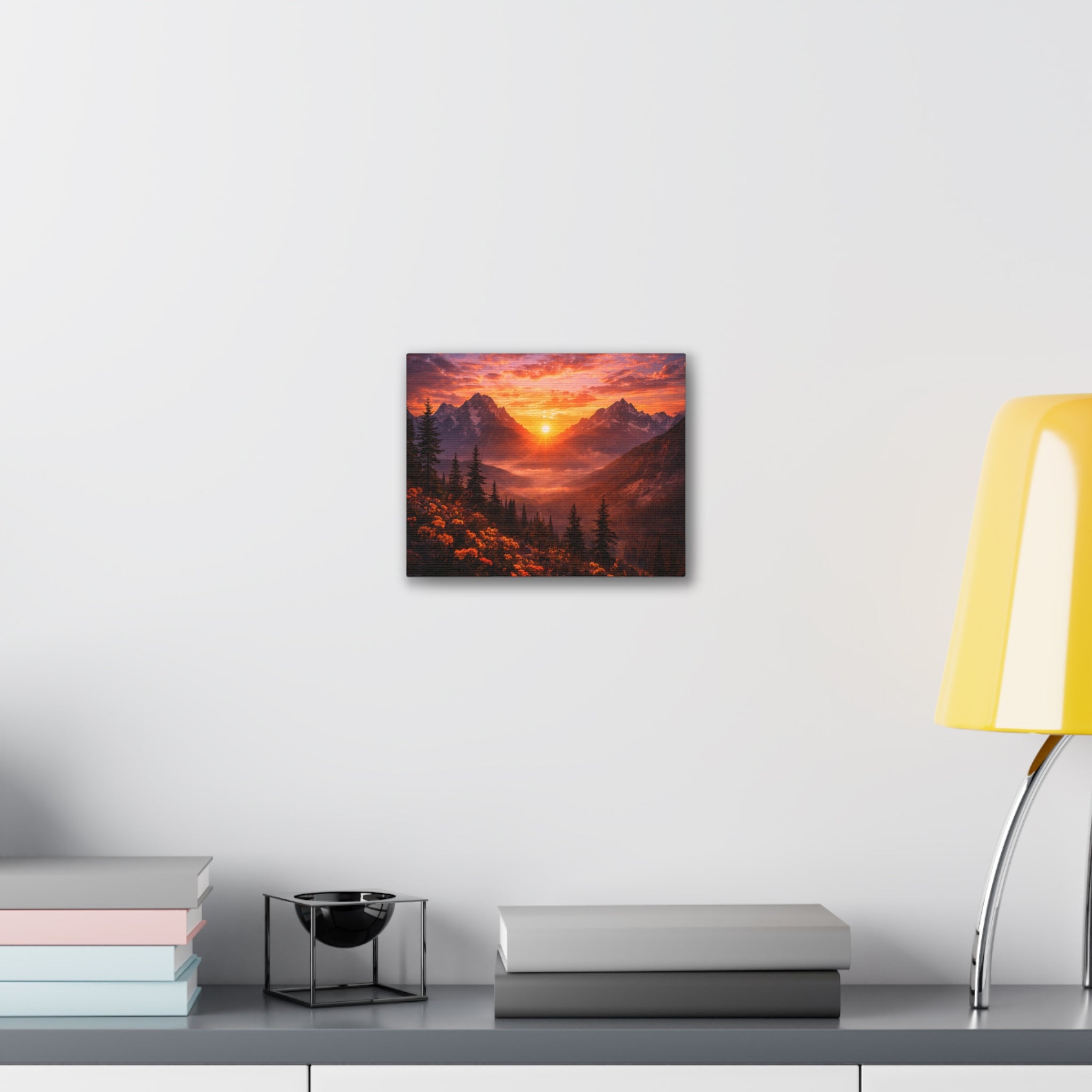 Sunset Mountain Canvas Wall Art — Majestic Alpine Sunrise Landscape