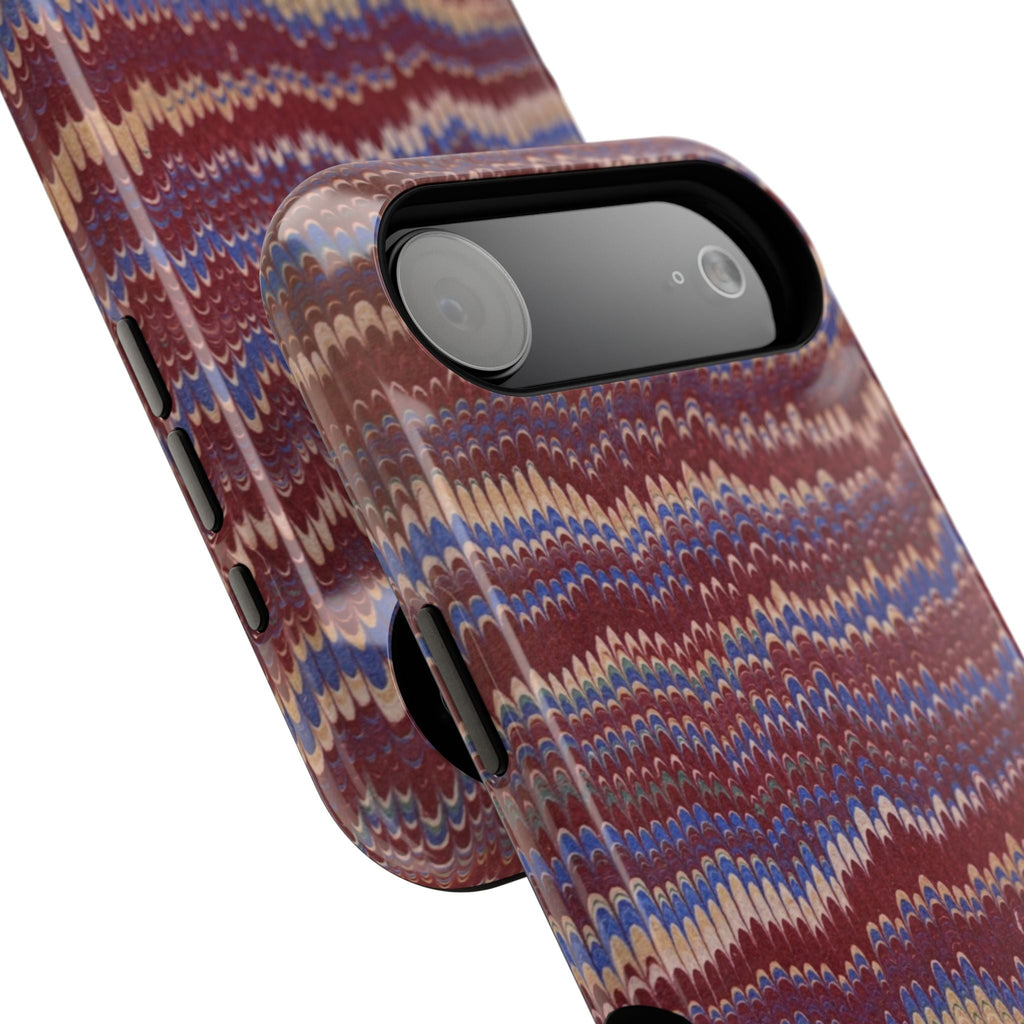 Burgundy and Blue Hues Italian Vintage Marble Design Phone Case for Apple + Samsung