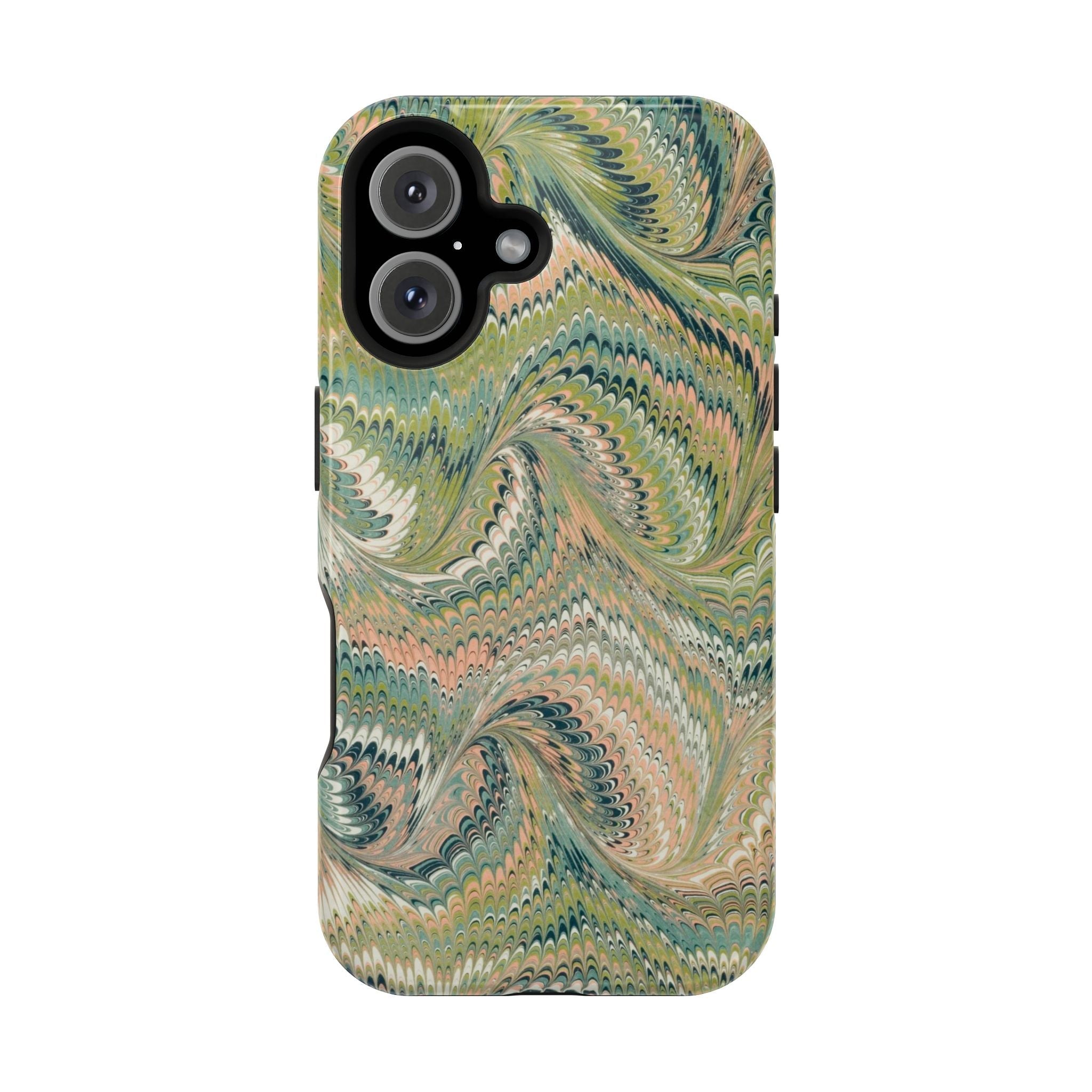 Green Pastel Italian Marble Design Magnetic MAG SAFE High Impact iPhone Cases