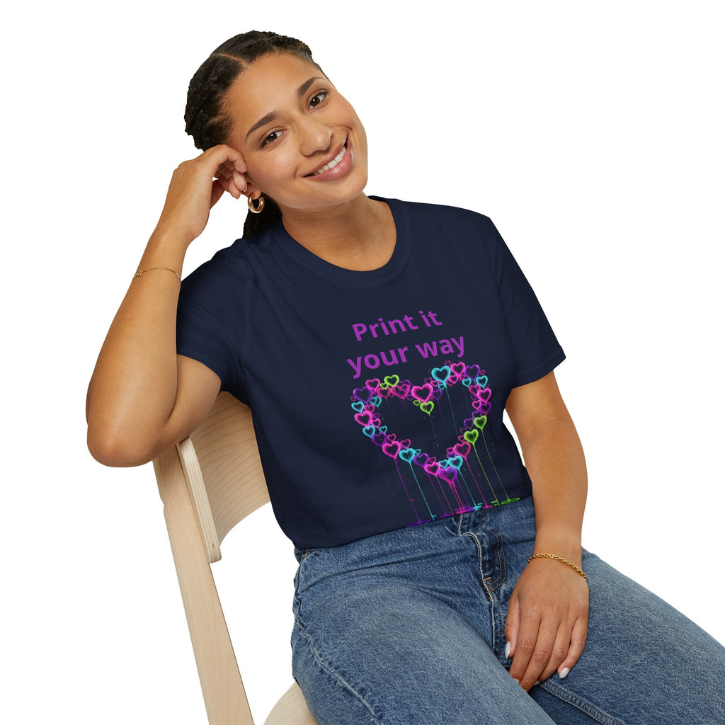 Print It Your Way Heart T-Shirt — Colorful Drip Heart Graphic Tee