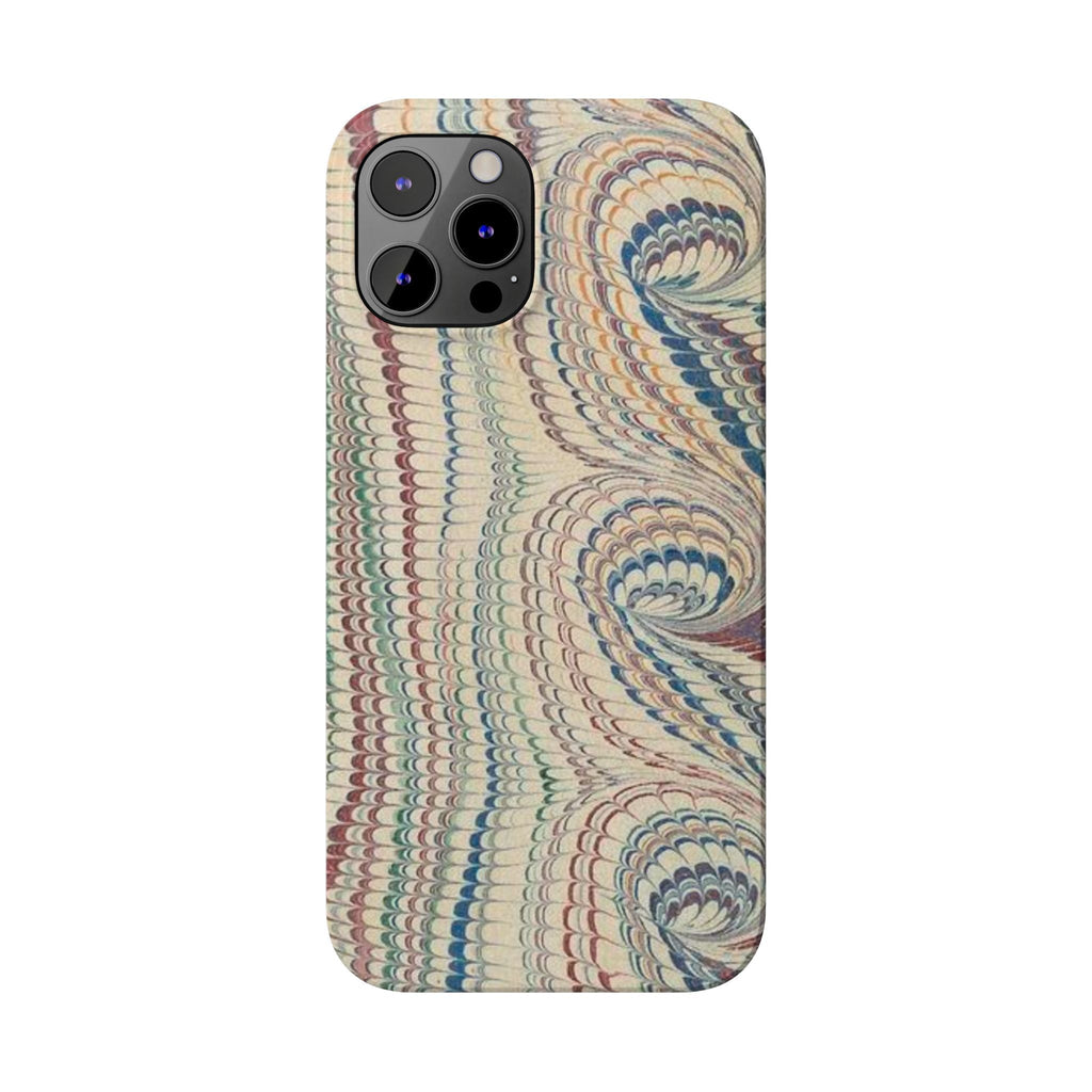 Italian Vintage Marbled Paper Design on iPhone Cases, Artistic Protection for Your Device in Elegant Beige, Blue, Burgundy