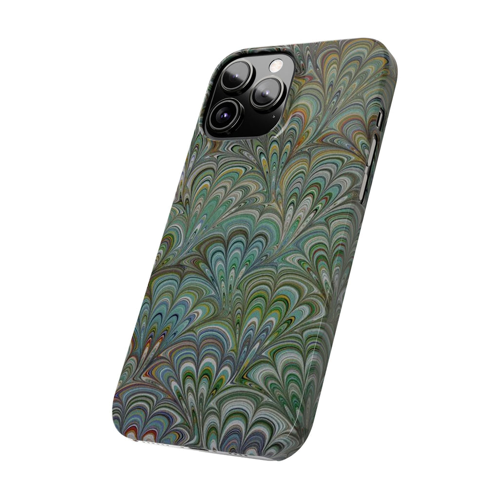 Deep Green Peacock Italian Marbled Design, Italy Feather Phone Case