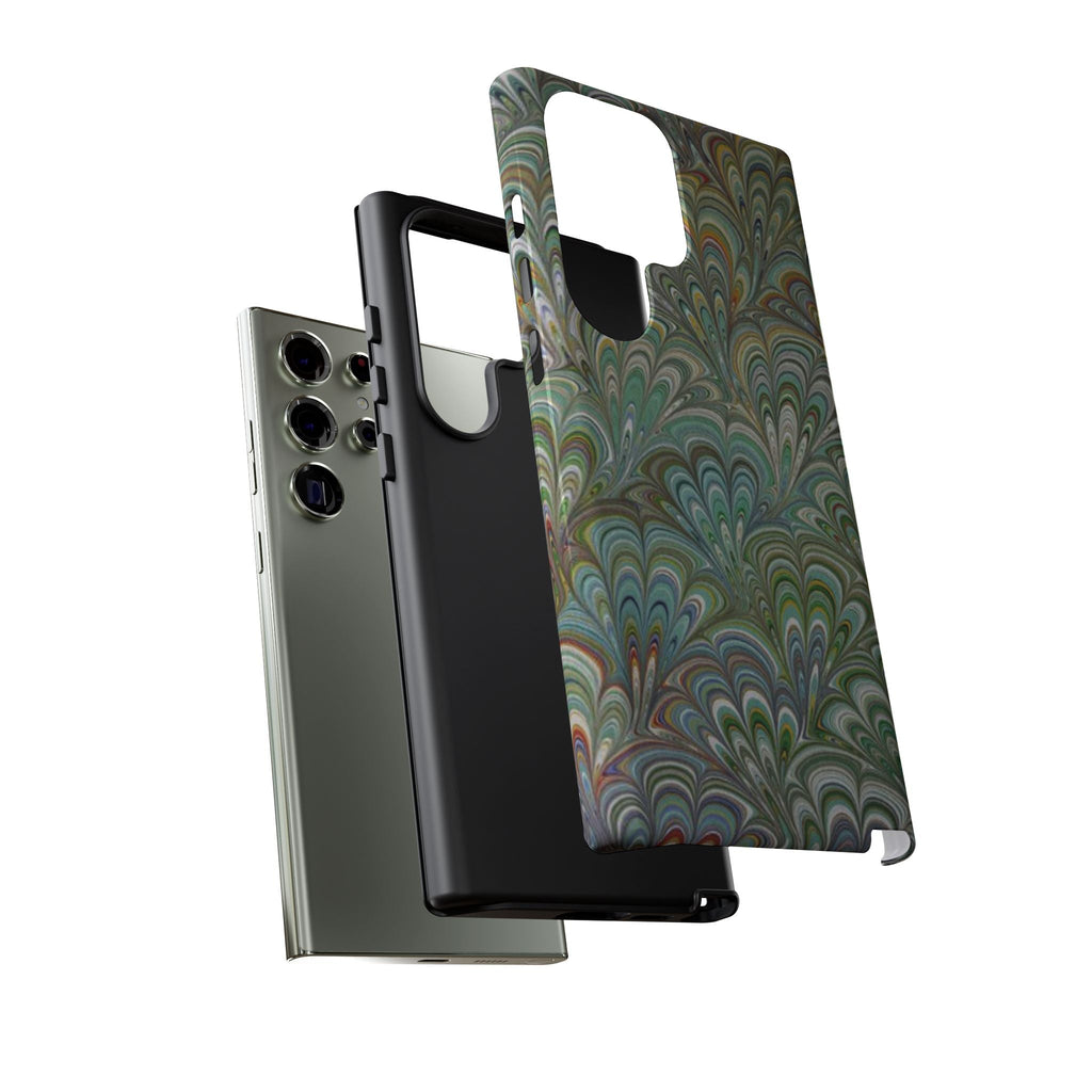 Green Marbled Peacock Durable Phone Case - Matte or Glossy