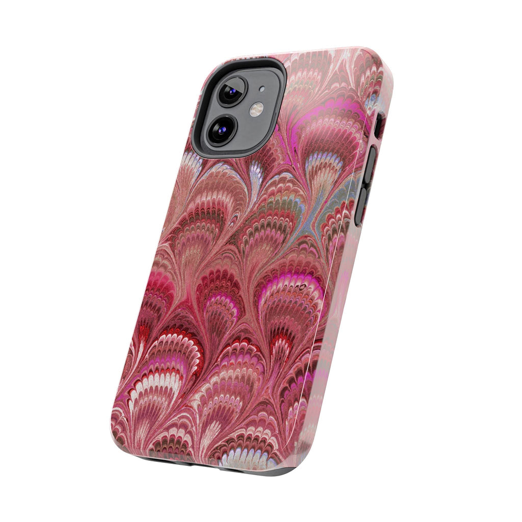 Pink Peacock Marble Italian Tough Phone Case — Durable Marbled Phone Case