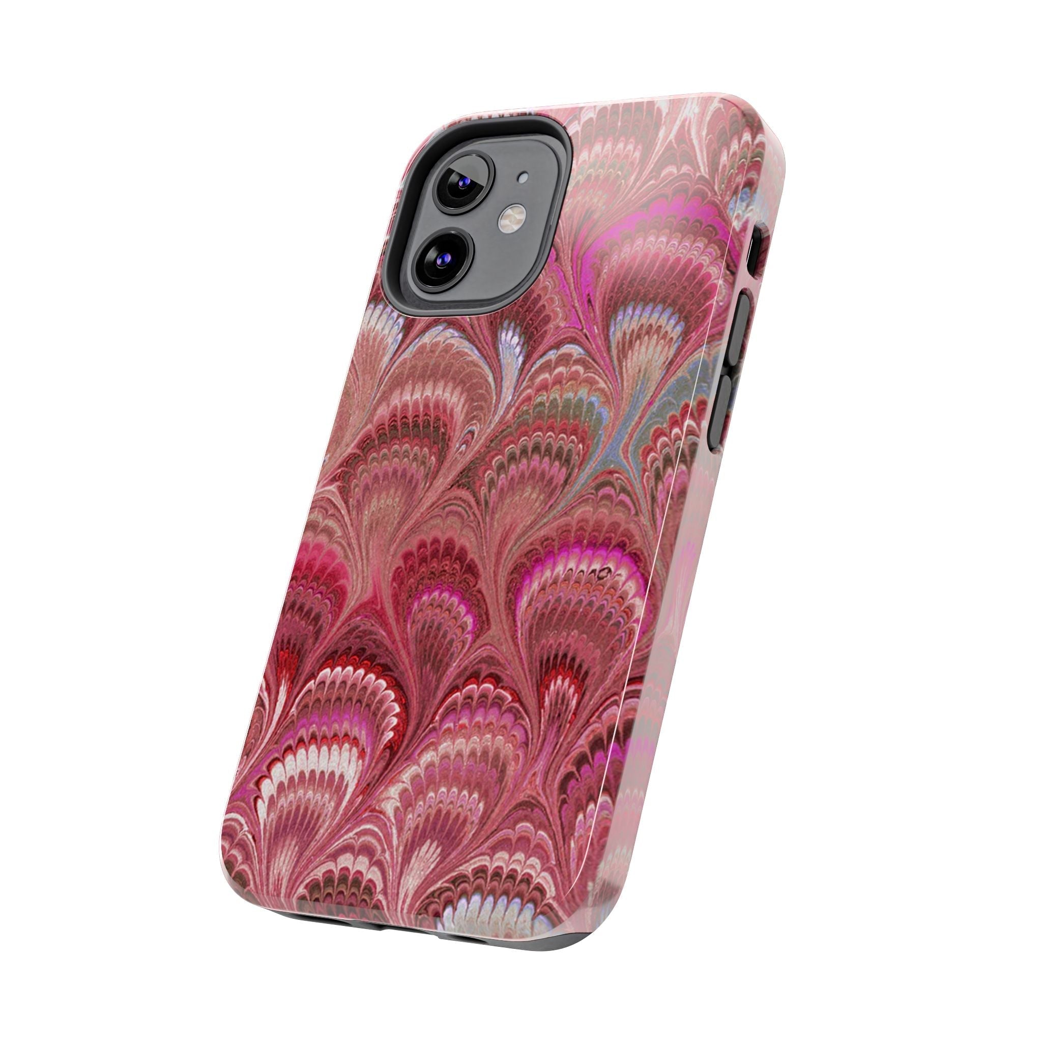 Pink Peacock Marble Italian Tough Phone Case — Durable Marbled Phone Case