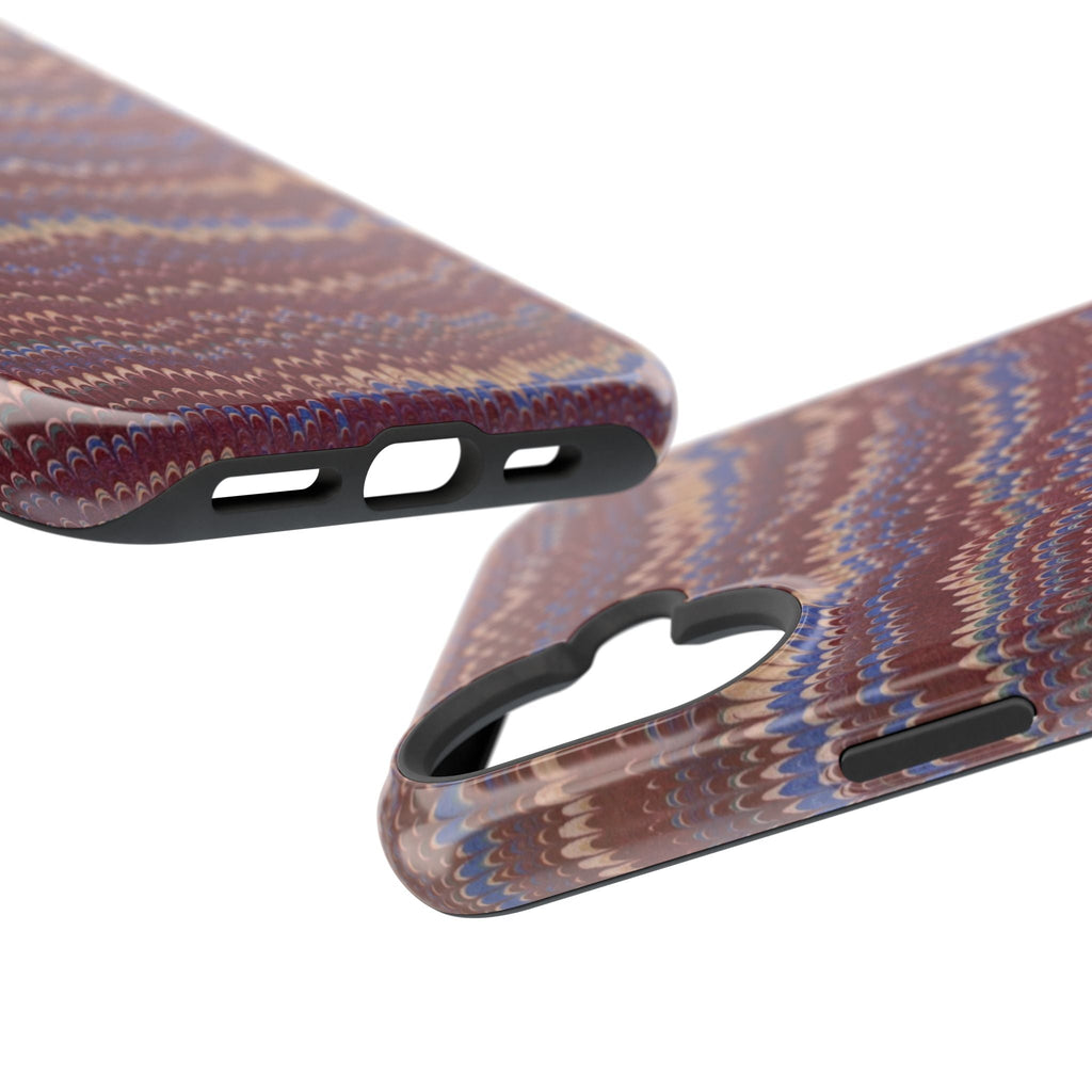 Burgundy and Blue Hues Italian Vintage Marble Design Phone Case for Apple + Samsung