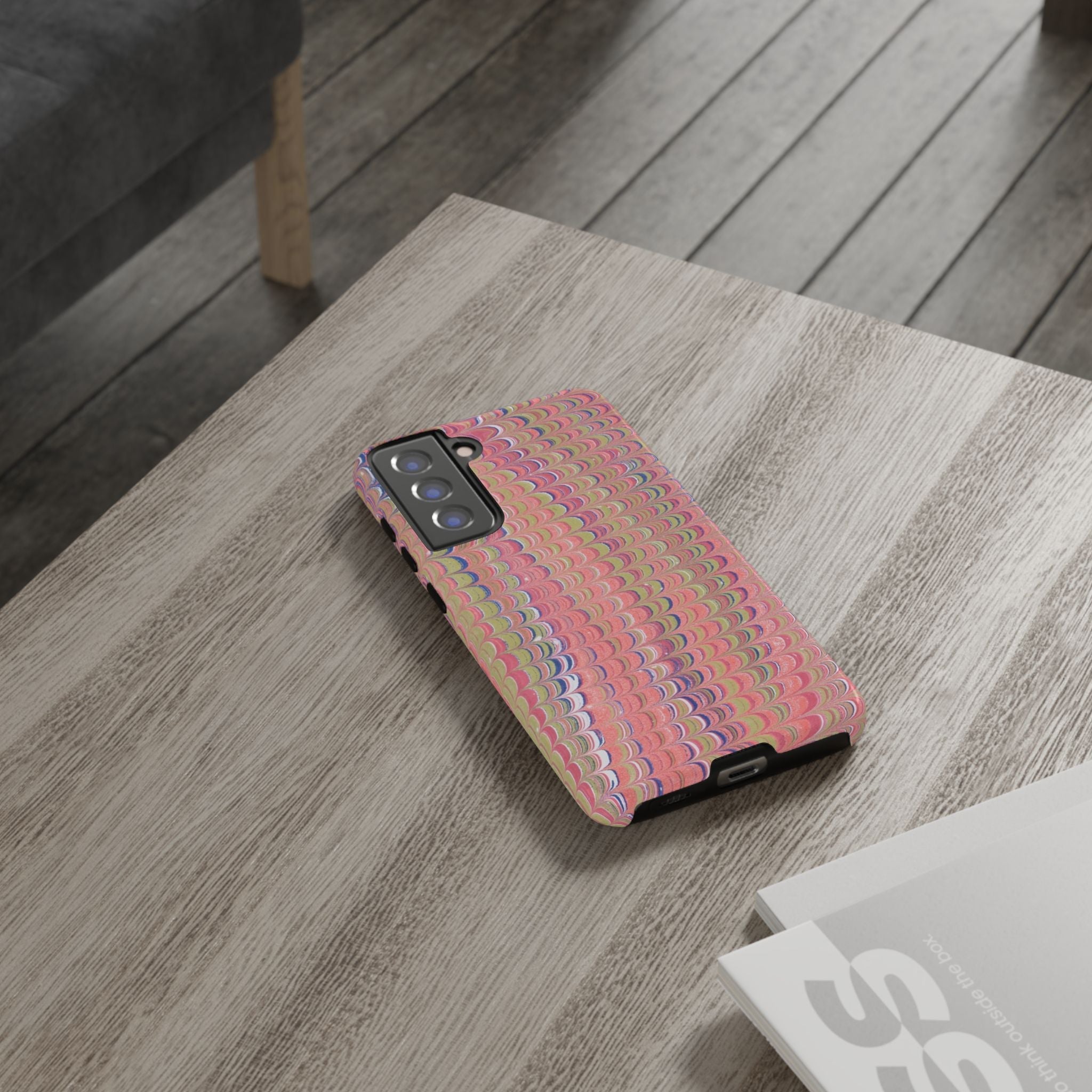 Pink Pastels Feather Marbled Vintage Design iPhone 16 + Samsung + Apple + Google - all models