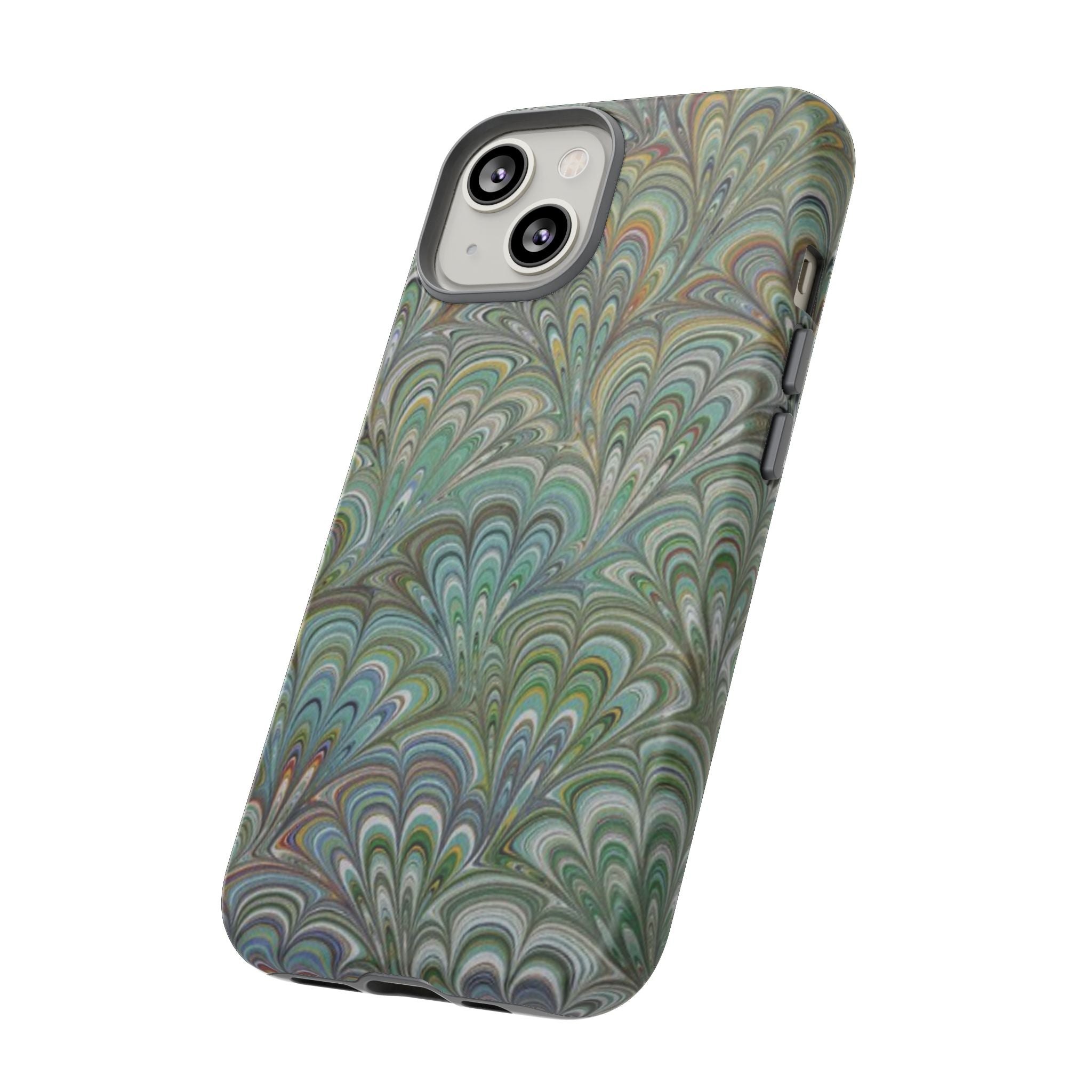 Green Peacock Marbled Phone Case — "Tough Cases" Ultra-Tough Protective Cover