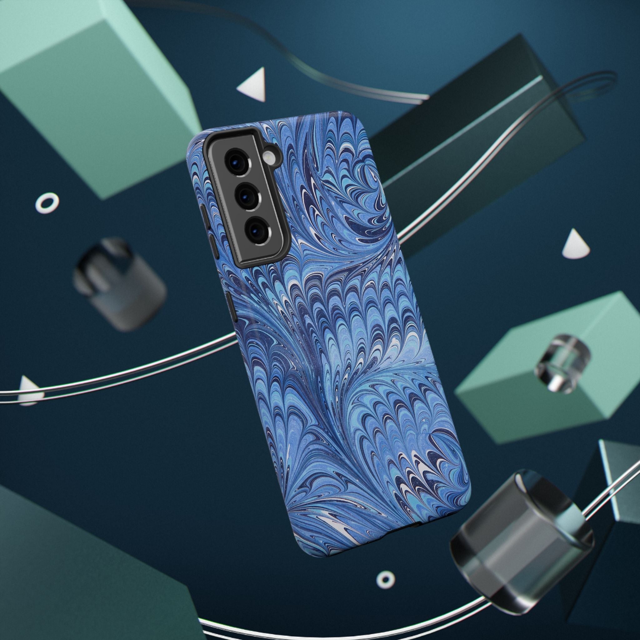 Blue Marbled Swirl Phone Case - Dual Layer Case