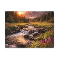Mountain Sunrise Canvas Print — River Valley Landscape Matte Stretched Wall Art