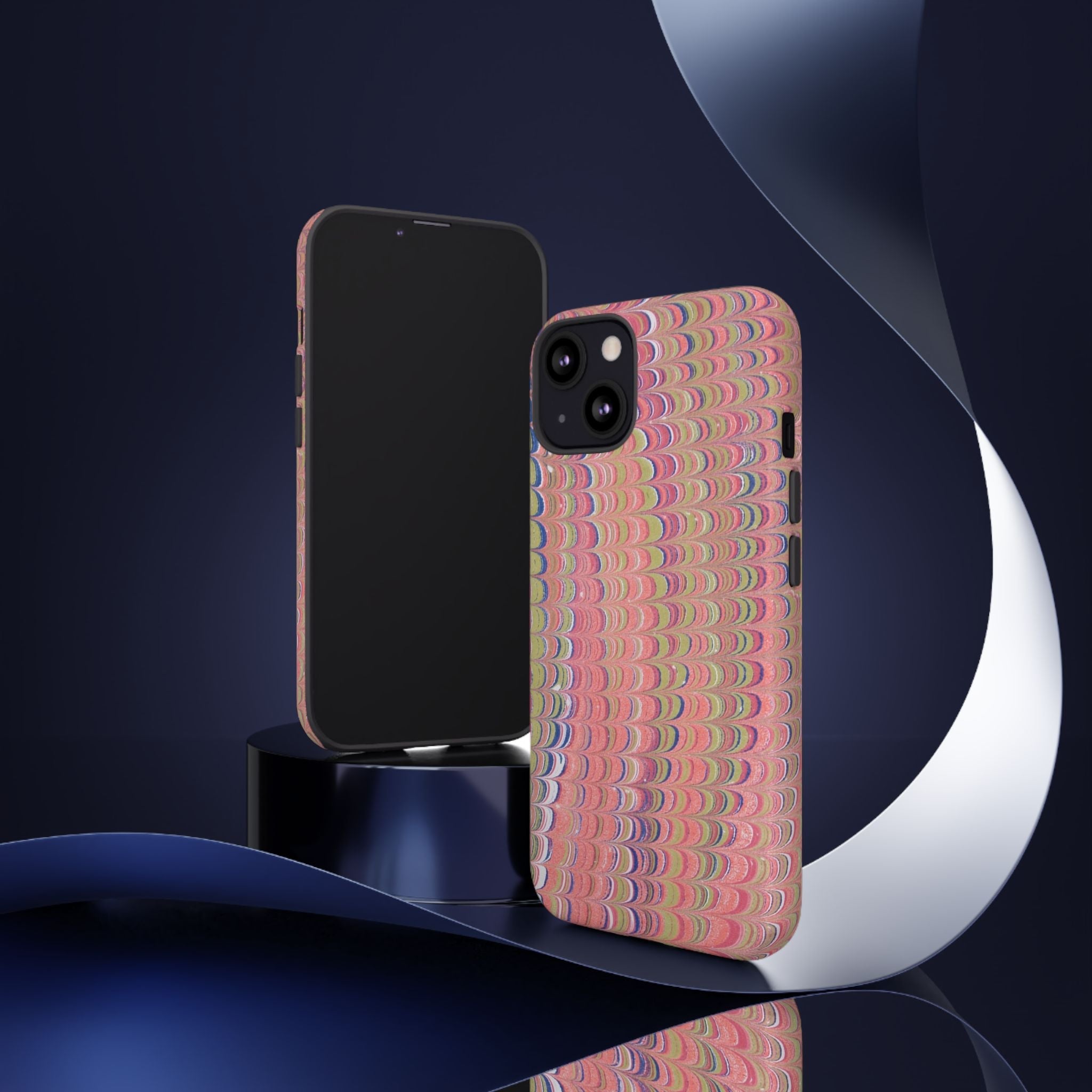 Pink Pastels Feather Marbled Vintage Design iPhone 16 + Samsung + Apple + Google - all models