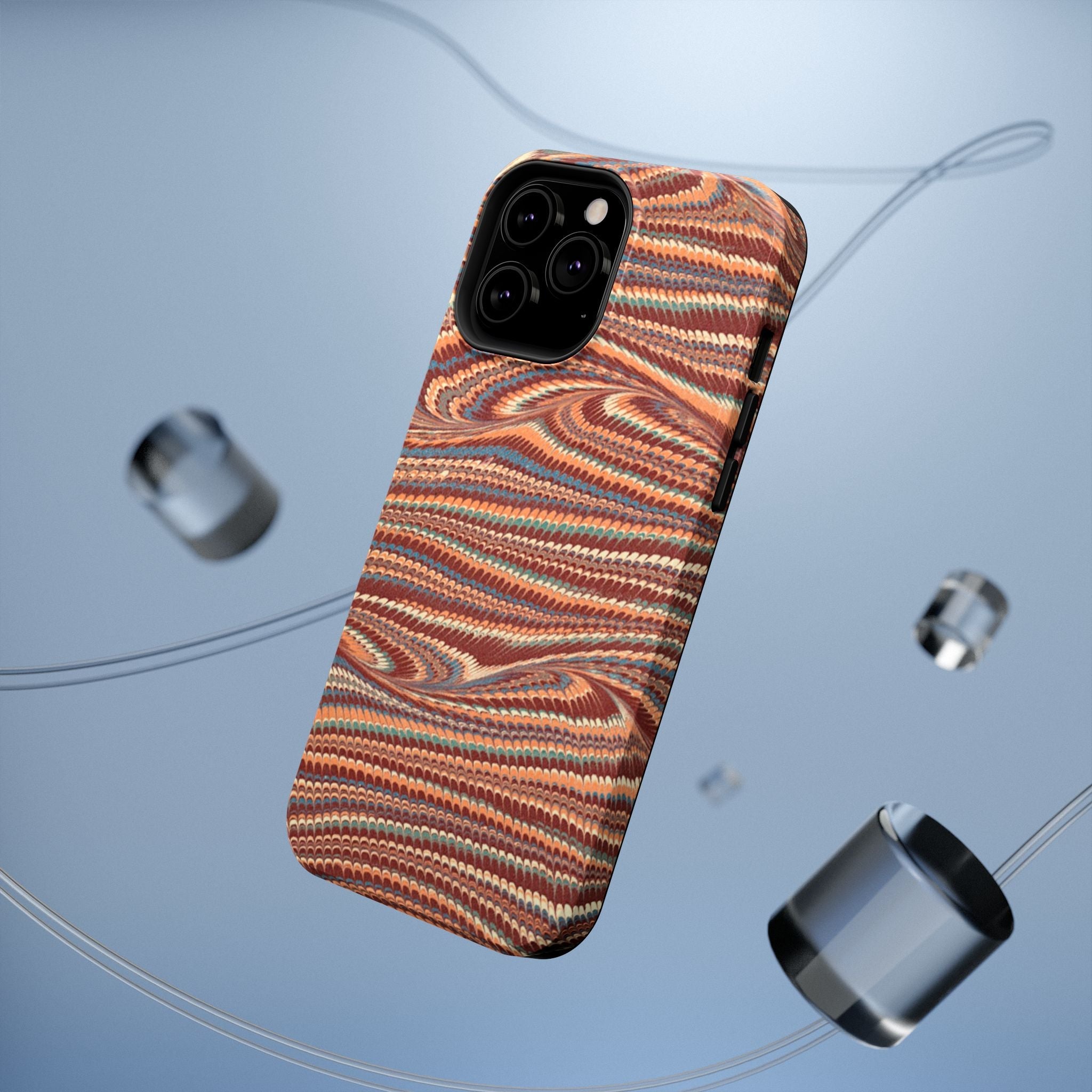Neutrals Burgundy, Beige, Rust Hues Italian Vintage Marble Design Phone Case for Apple + Samsung