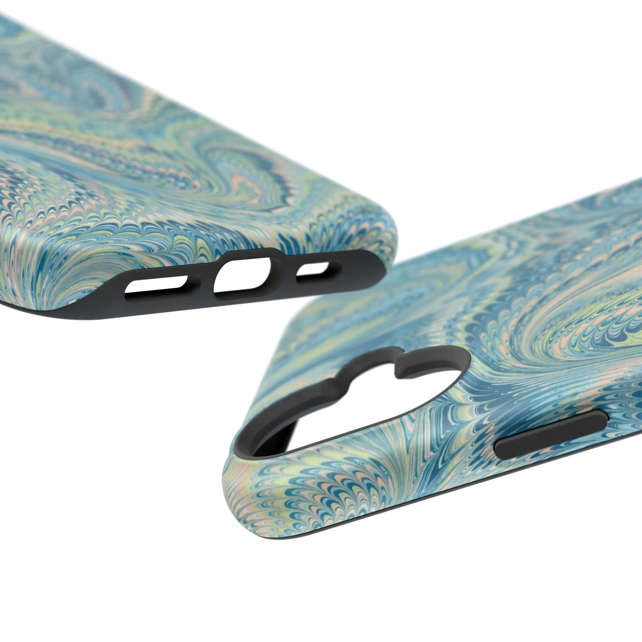 Aqua + Green Marble Phone Case - Impact-Resistant MAG SAFE - Dual Cover Design
