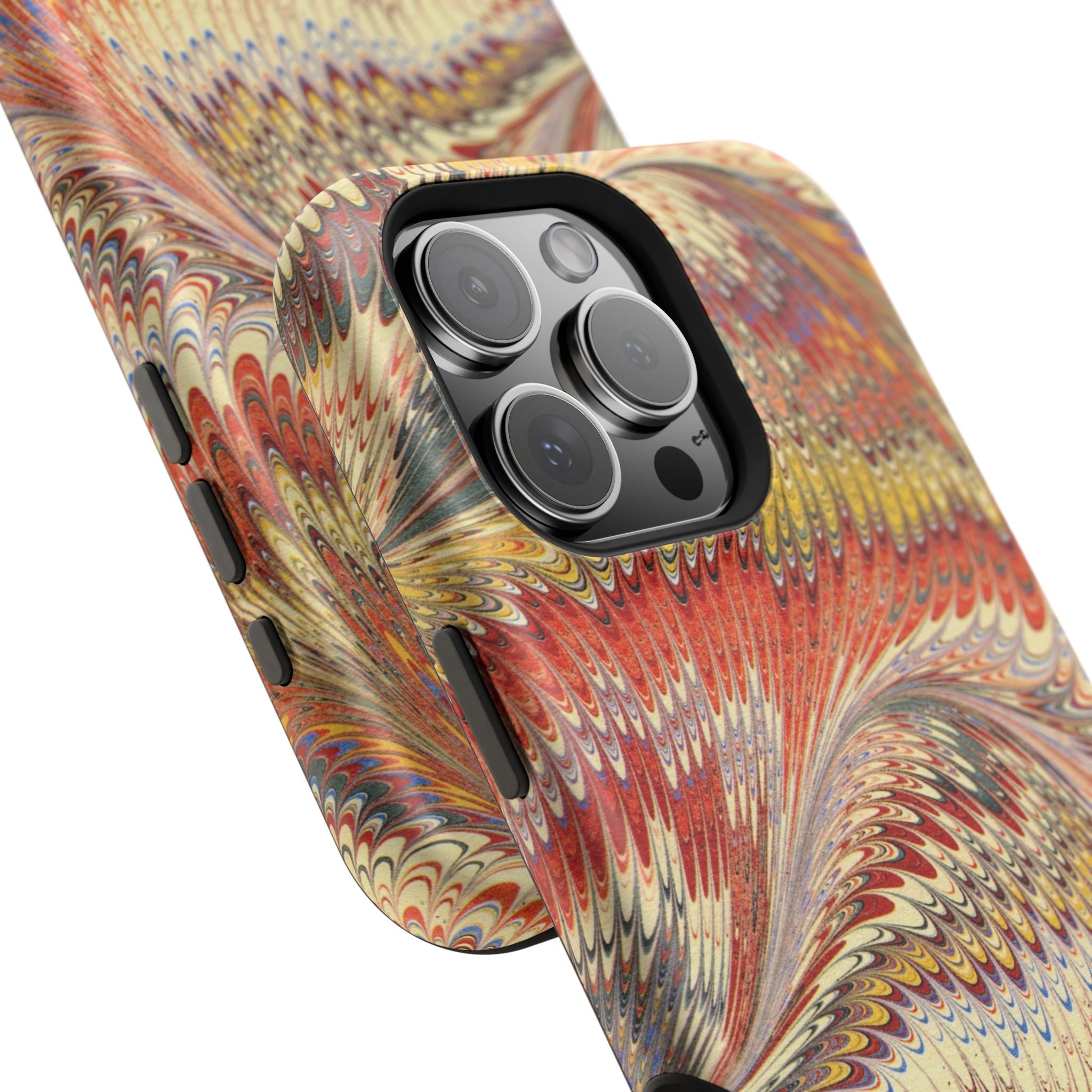 Rust + Gold Italian Marbled Design Magnetic MAG SAFE - Dual Layer Case - Glossy or Matte