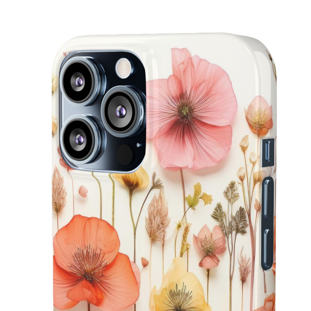 Pink Floral Pressed Flowers - Slim Case
